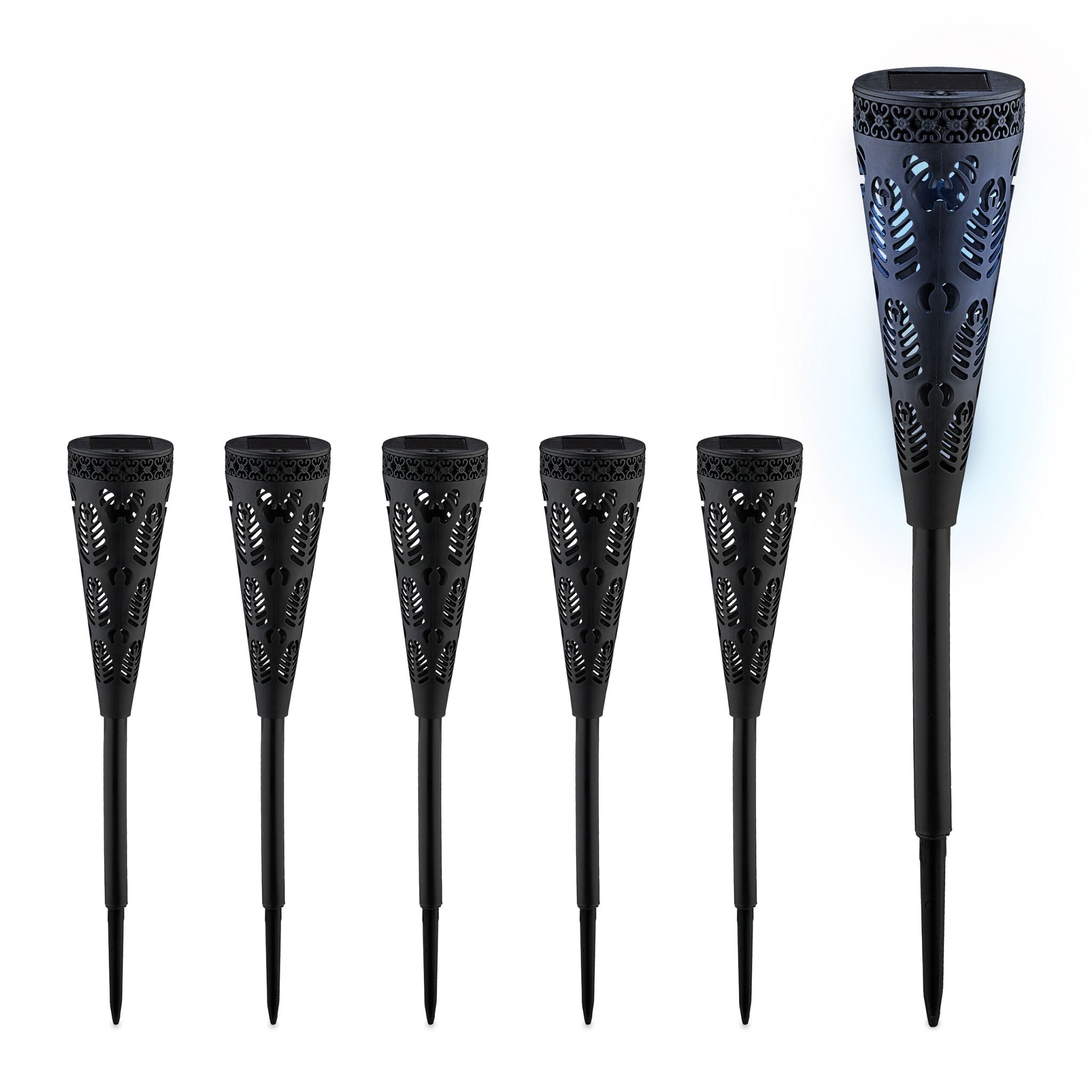Solarlampenset mit Lichteffekt Schwarz von Relaxdays