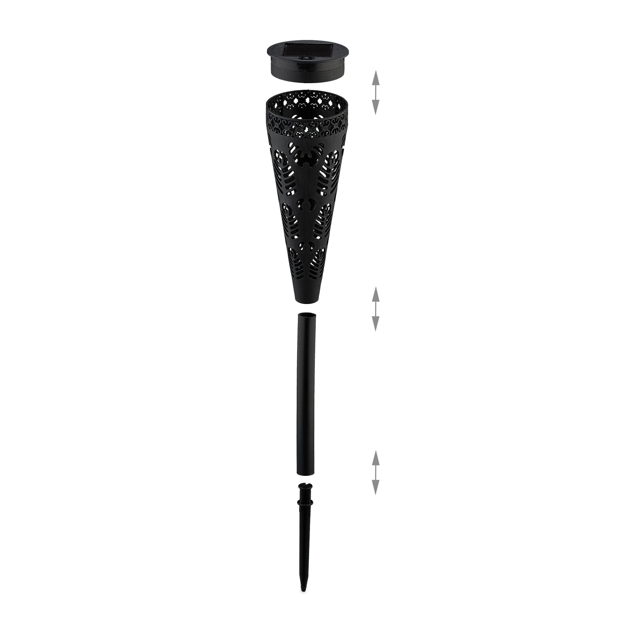 Solarlampenset mit Lichteffekt Schwarz von Relaxdays