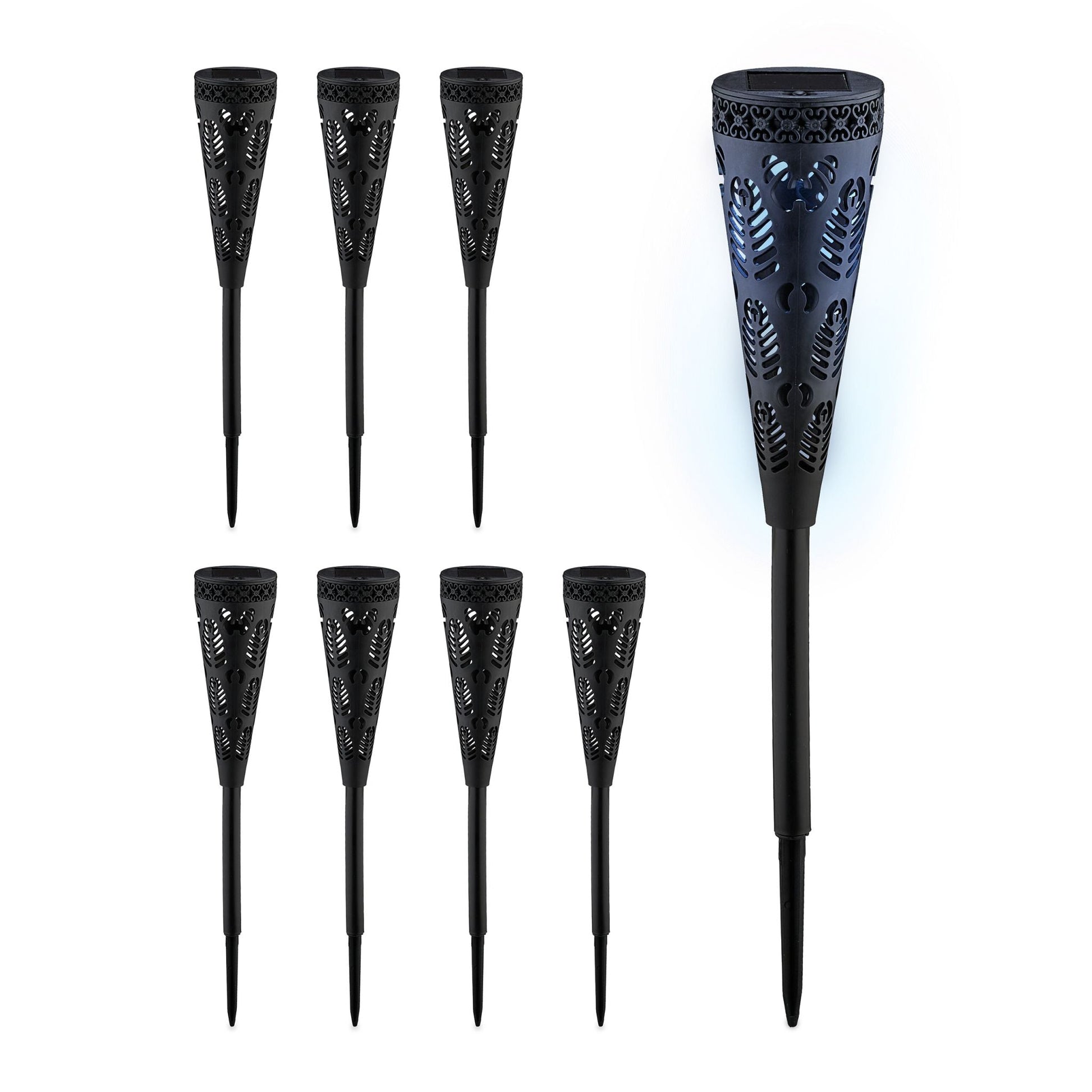 Solarlampenset mit Lichteffekt Schwarz von Relaxdays