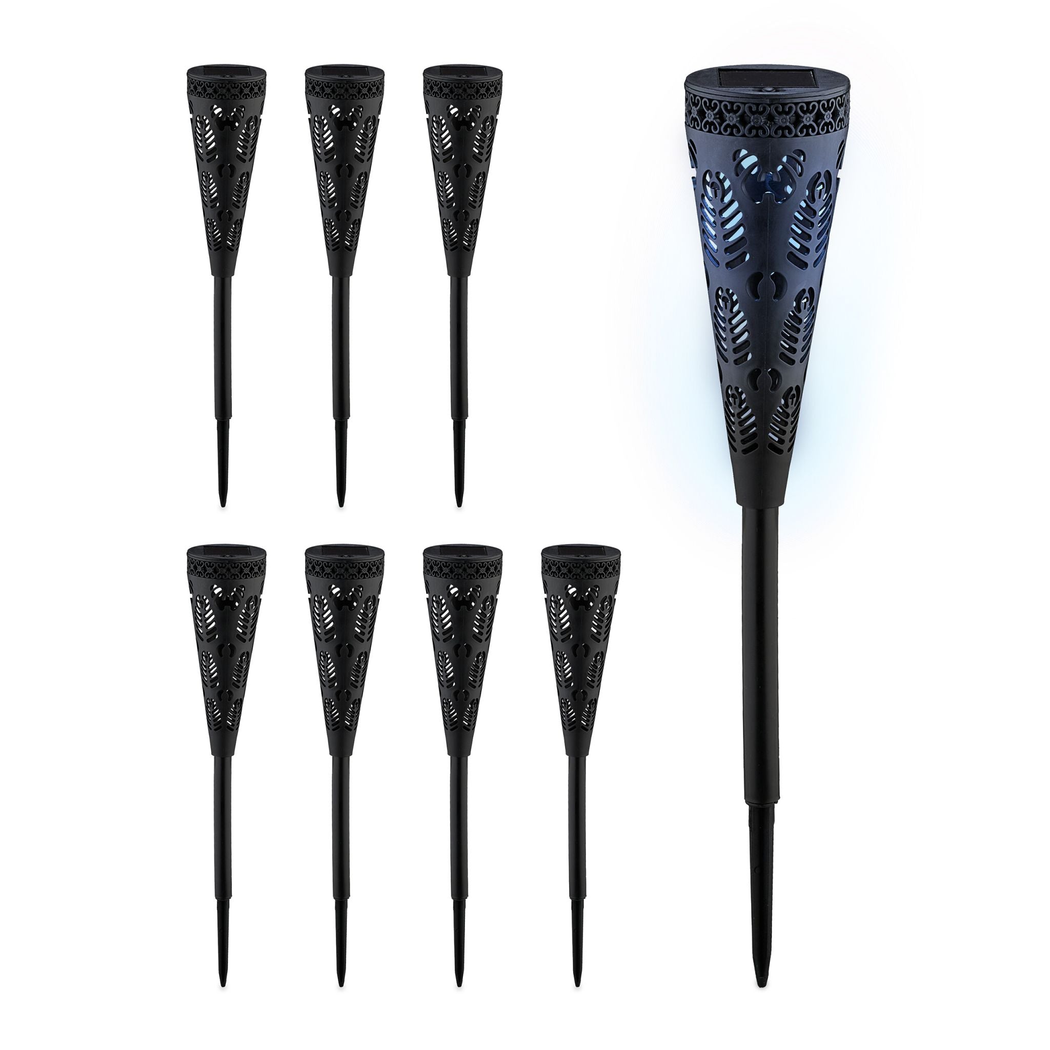 Solarlampenset mit Lichteffekt Schwarz von Relaxdays