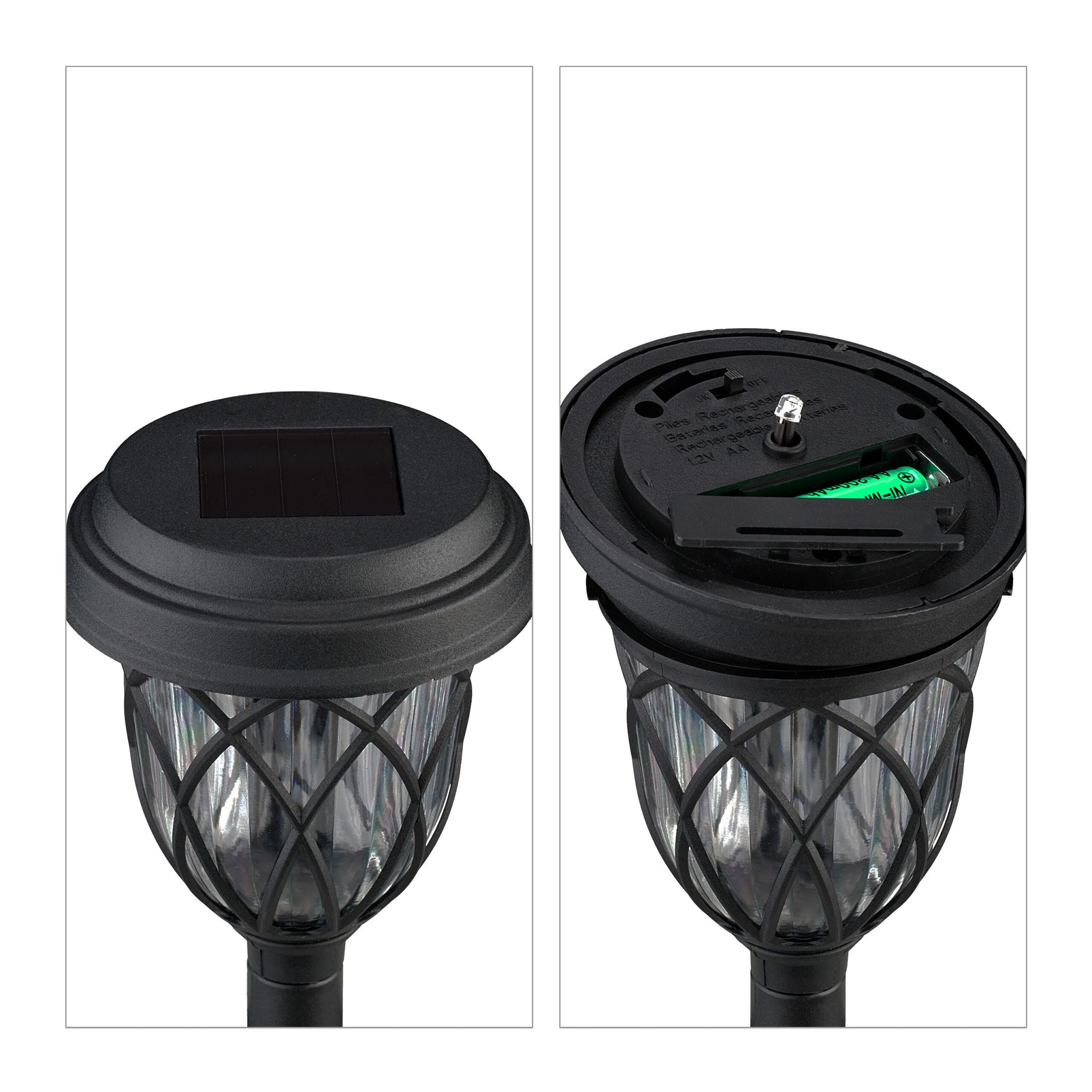 Solarlampenset Laterne Schwarz-Transparent von Relaxdays