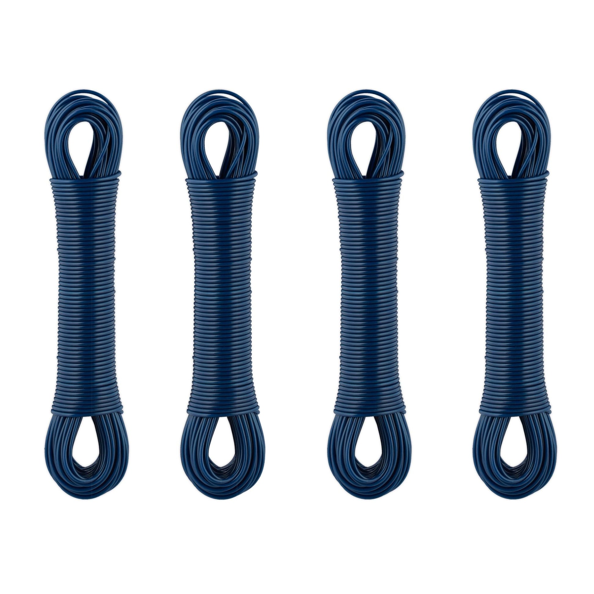 Wäscheleine mit Stahldraht 4x 30 m Dunkelblau von Relaxdays