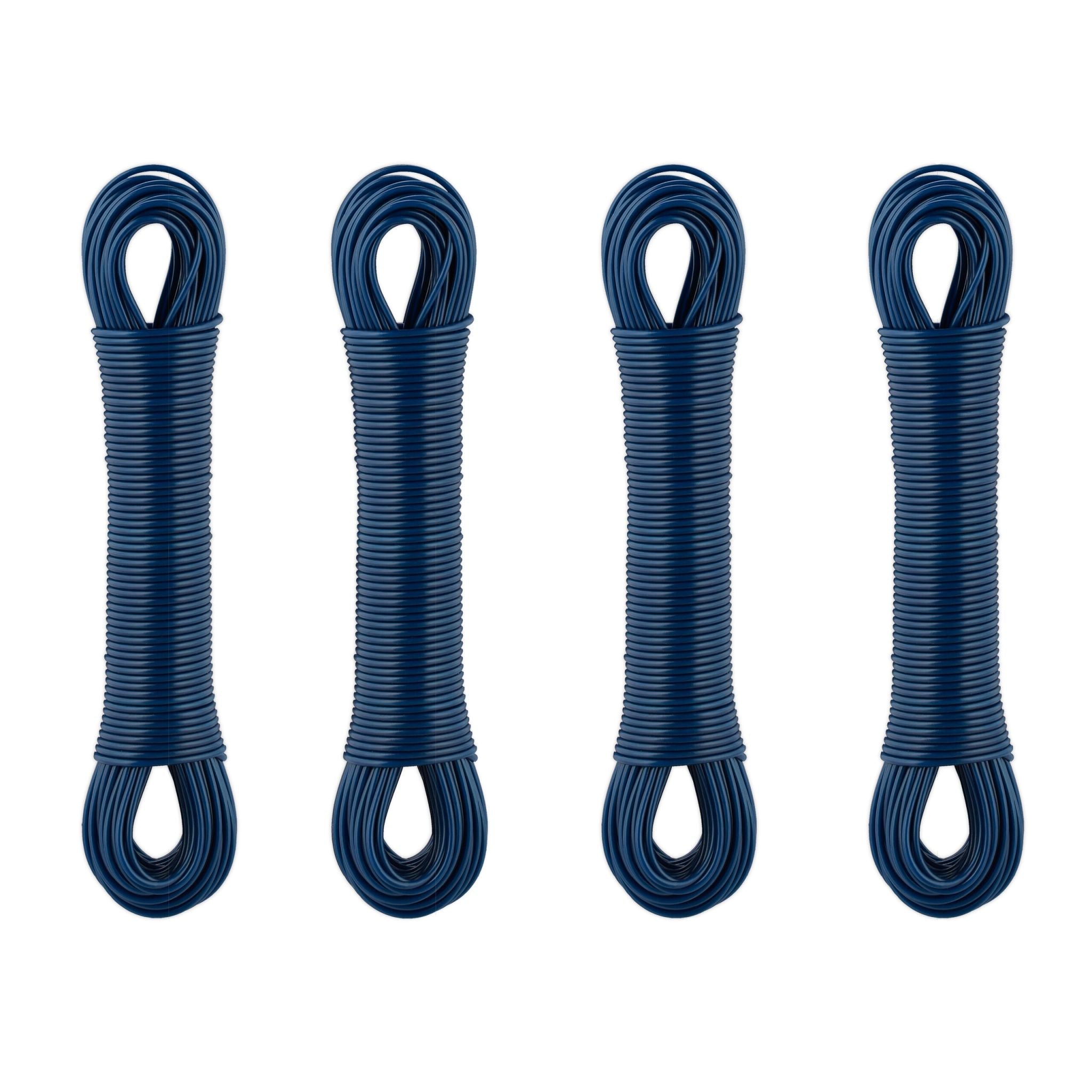 Wäscheleine mit Stahldraht 4x 30 m Dunkelblau von Relaxdays