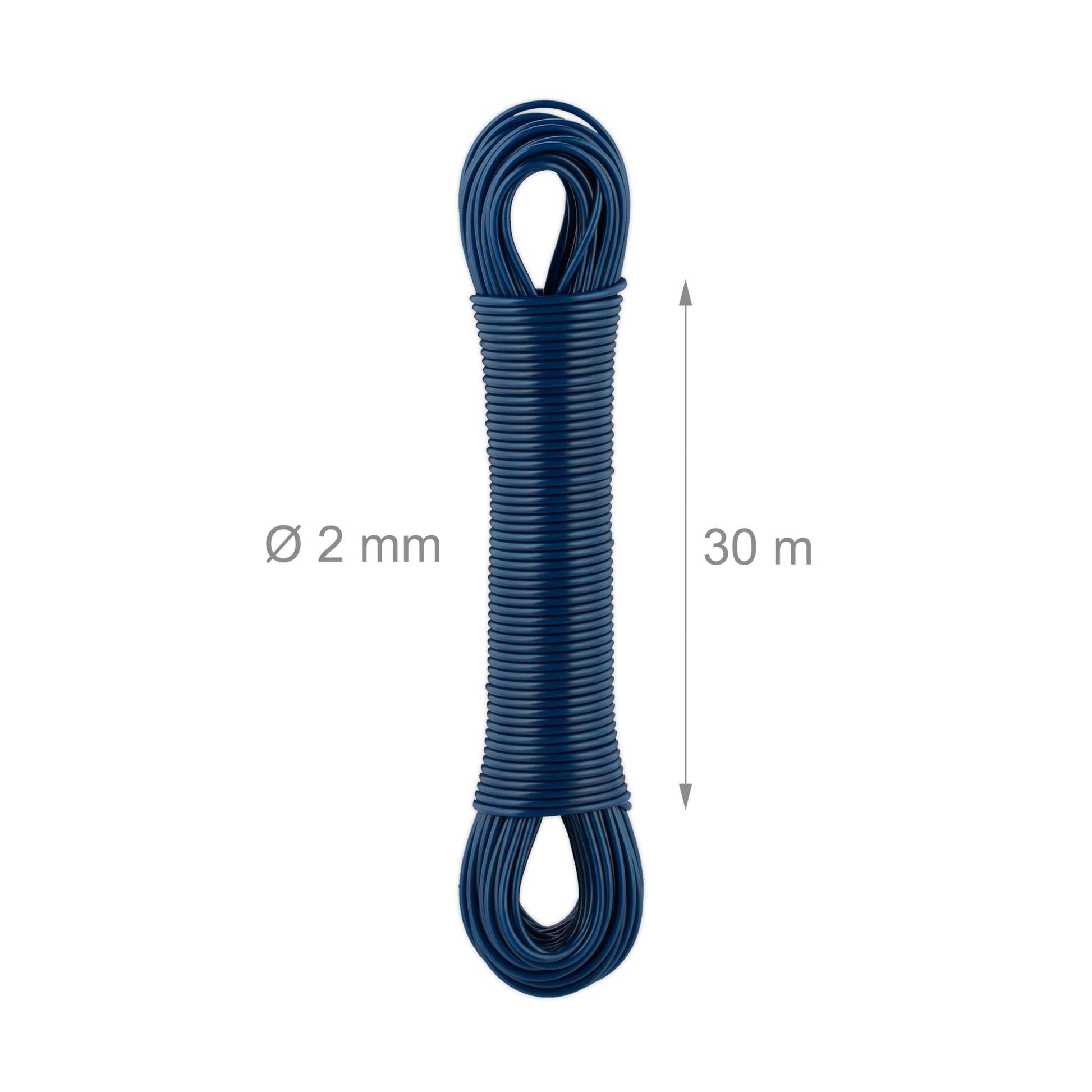 Wäscheleine mit Stahldraht 4x 30 m Dunkelblau von Relaxdays