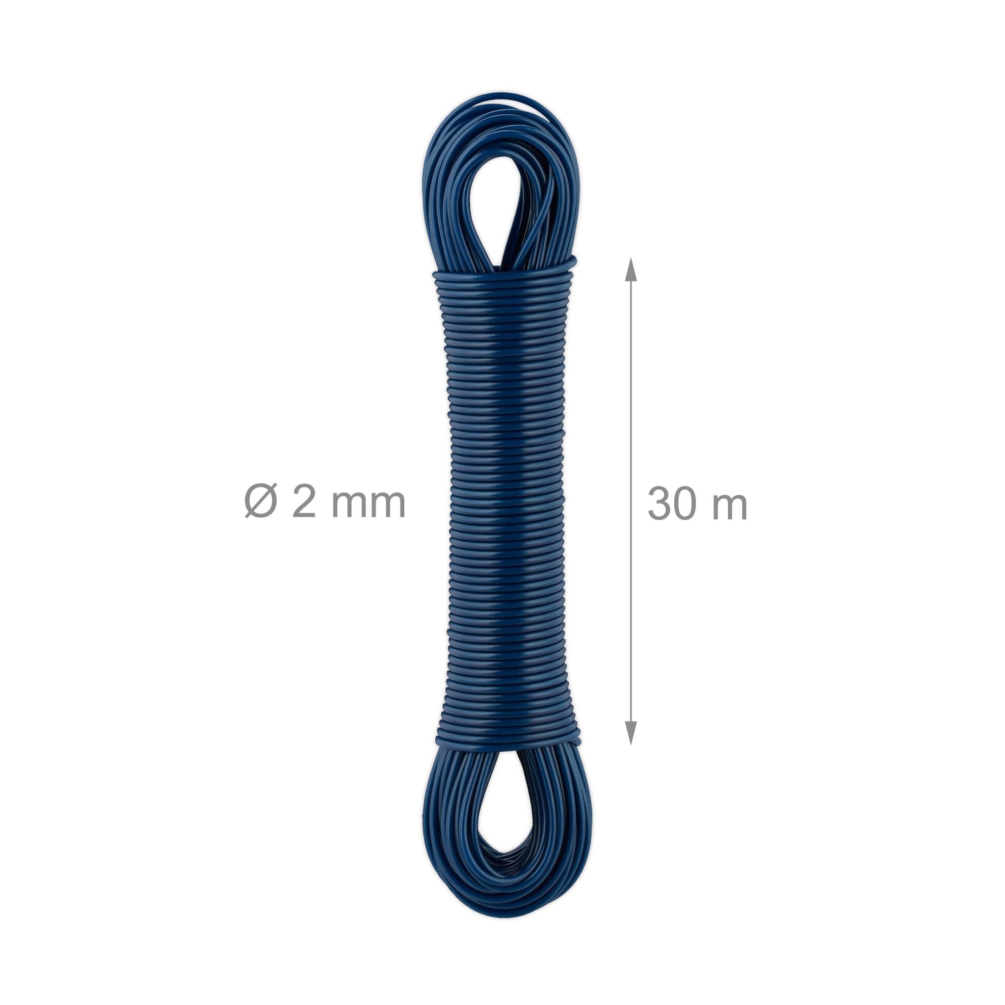 Wäscheleine mit Stahldraht 4x 30 m Dunkelblau von Relaxdays