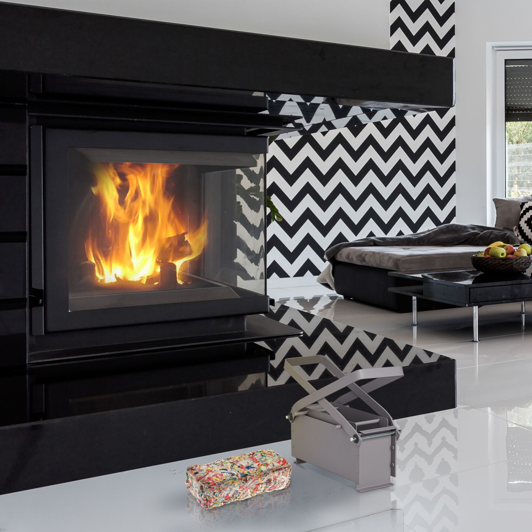 Papierbrikettpresse Grau von Relaxdays