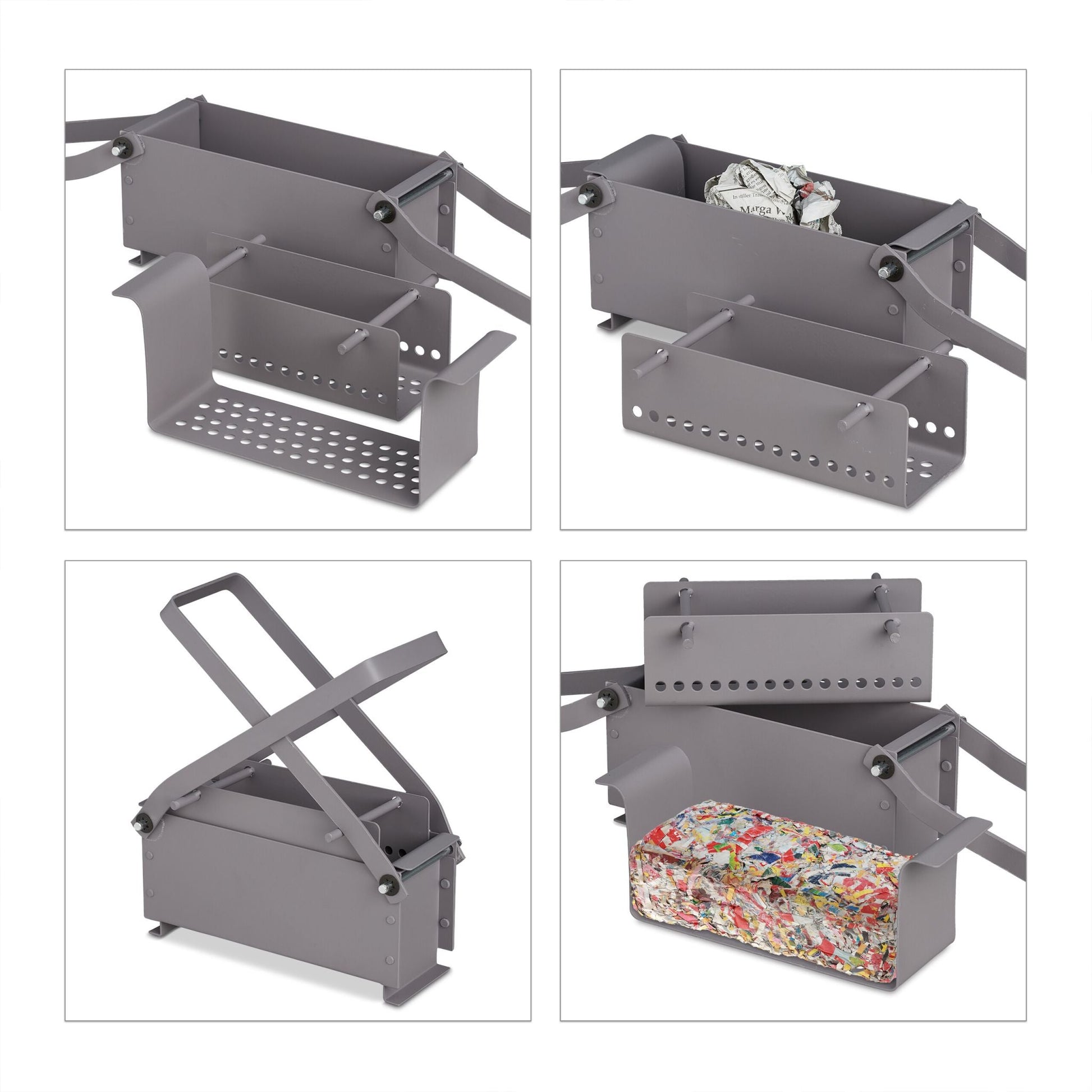 Papierbrikettpresse Grau von Relaxdays