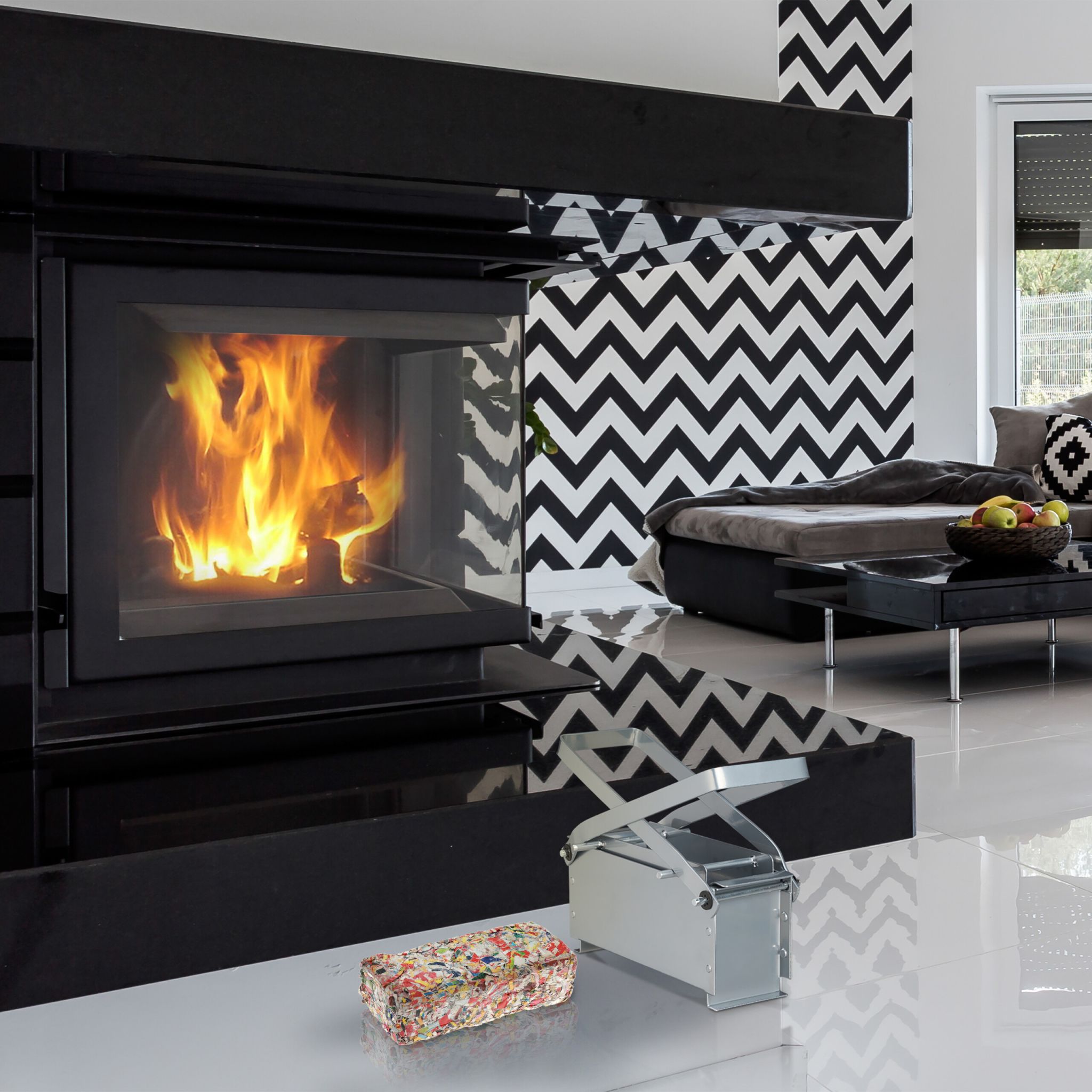 Papierbrikettpresse Silber von Relaxdays