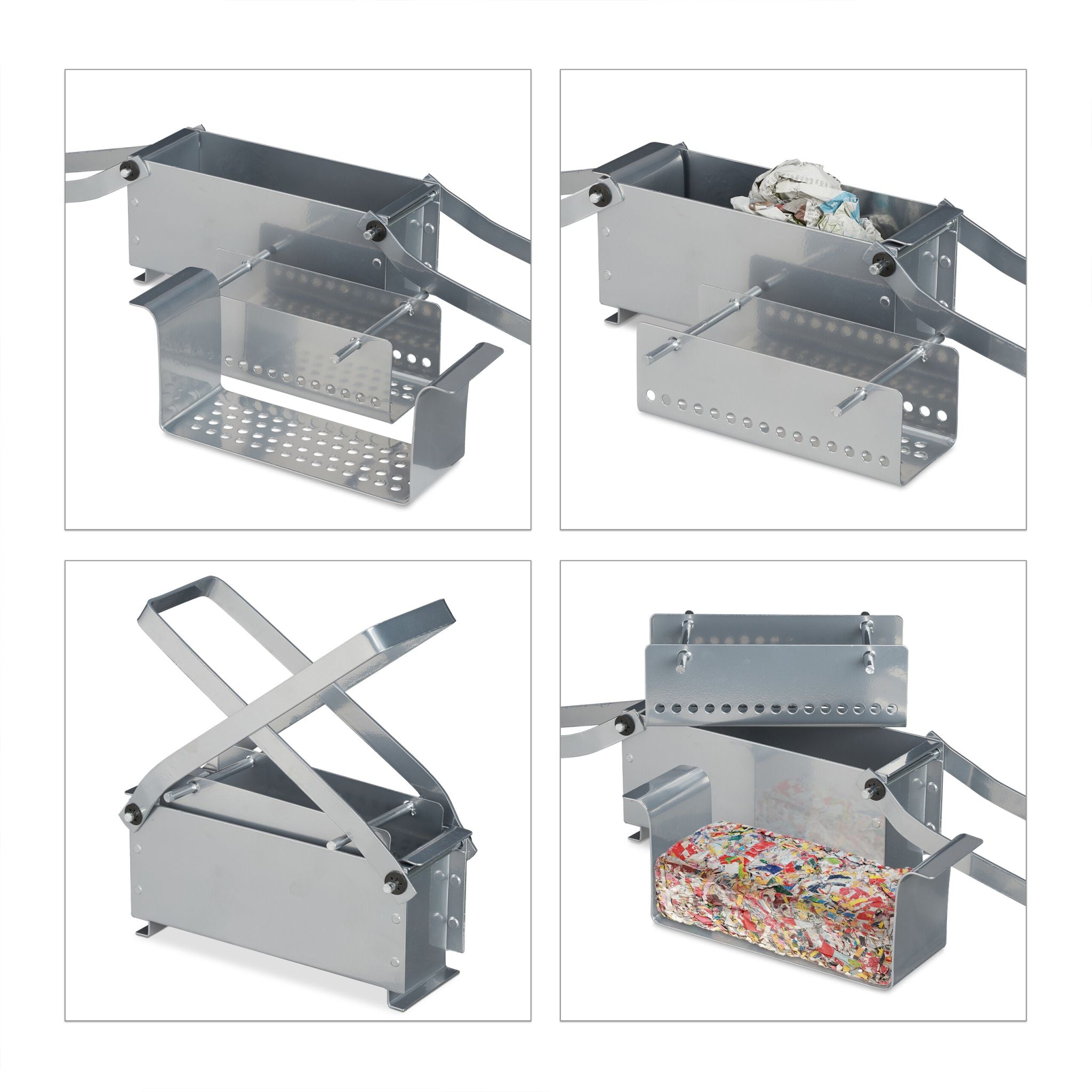 Papierbrikettpresse Silber von Relaxdays