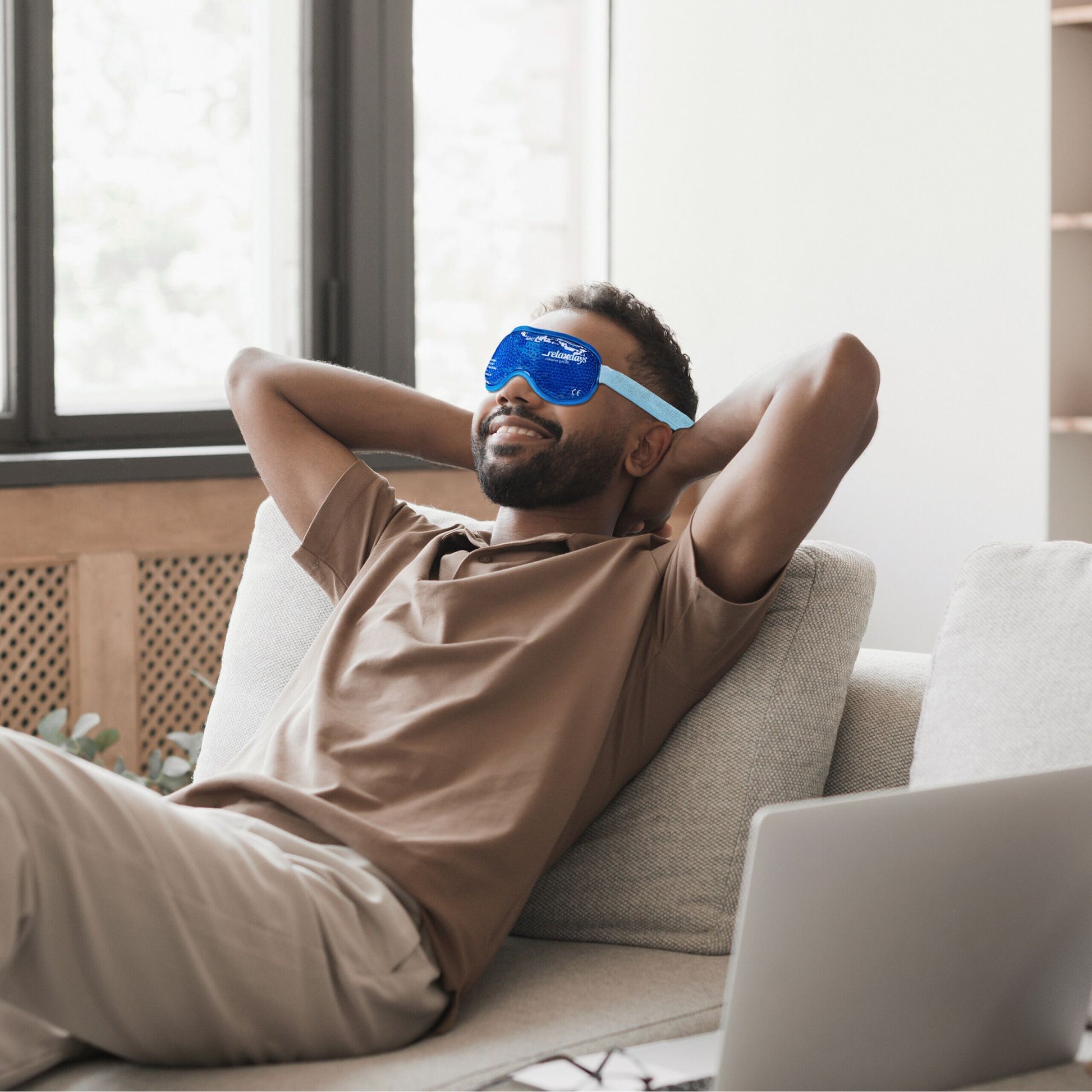 Augenmaske kühlend 2er-Set Blau-Hellblau von Relaxdays
