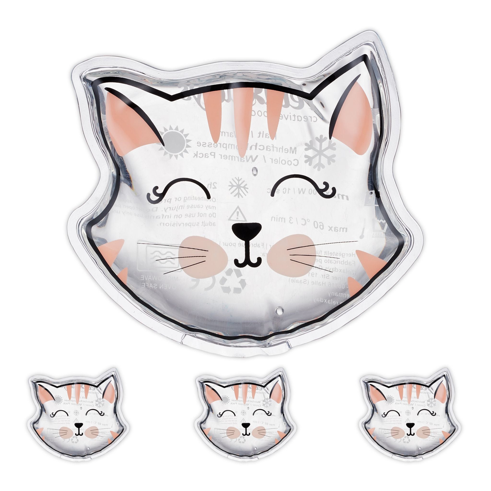 Kühlpads Kinder 4er-Set Rosa-Schwarz-Transparent von Relaxdays