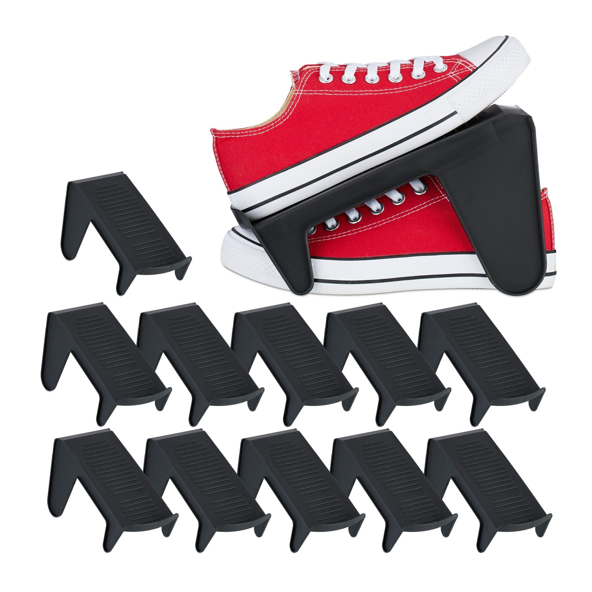 Schuhhalter 12er-Set Schwarz von Relaxdays