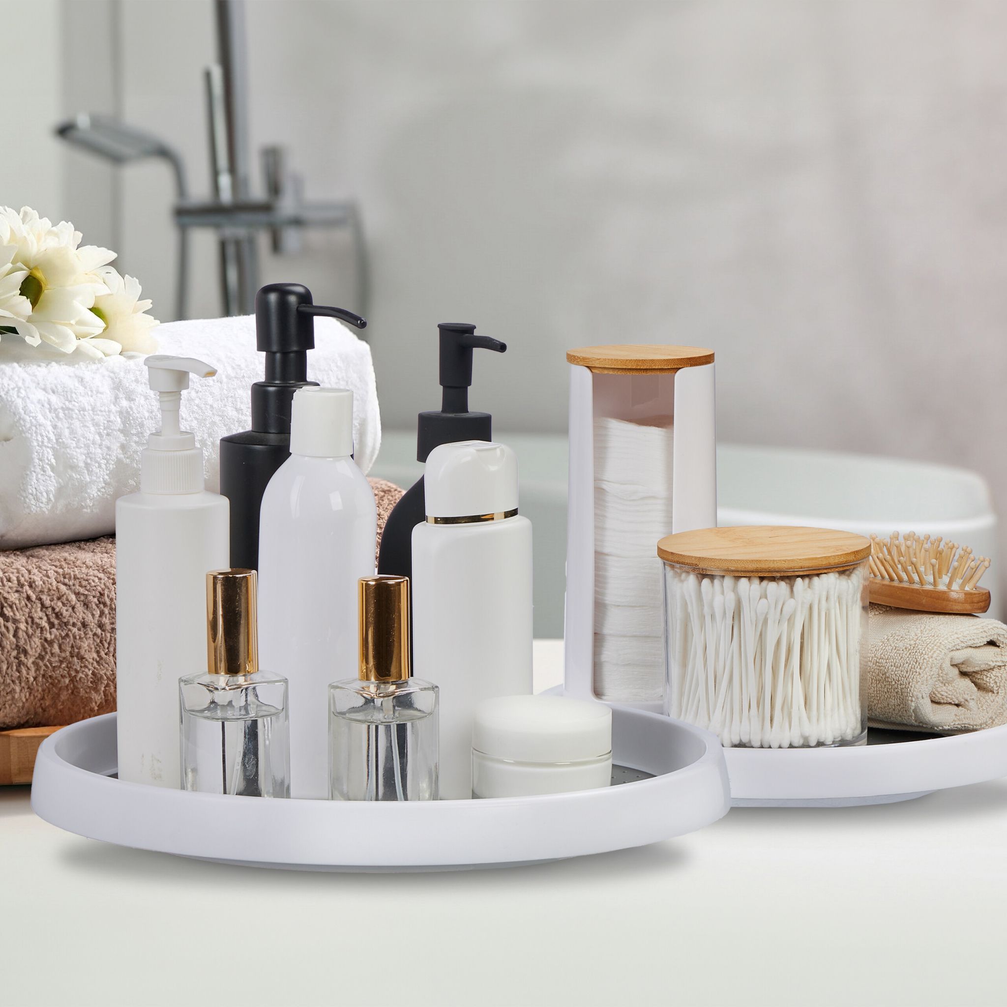 Drehteller 2er-Set Weiss-Grau von Relaxdays