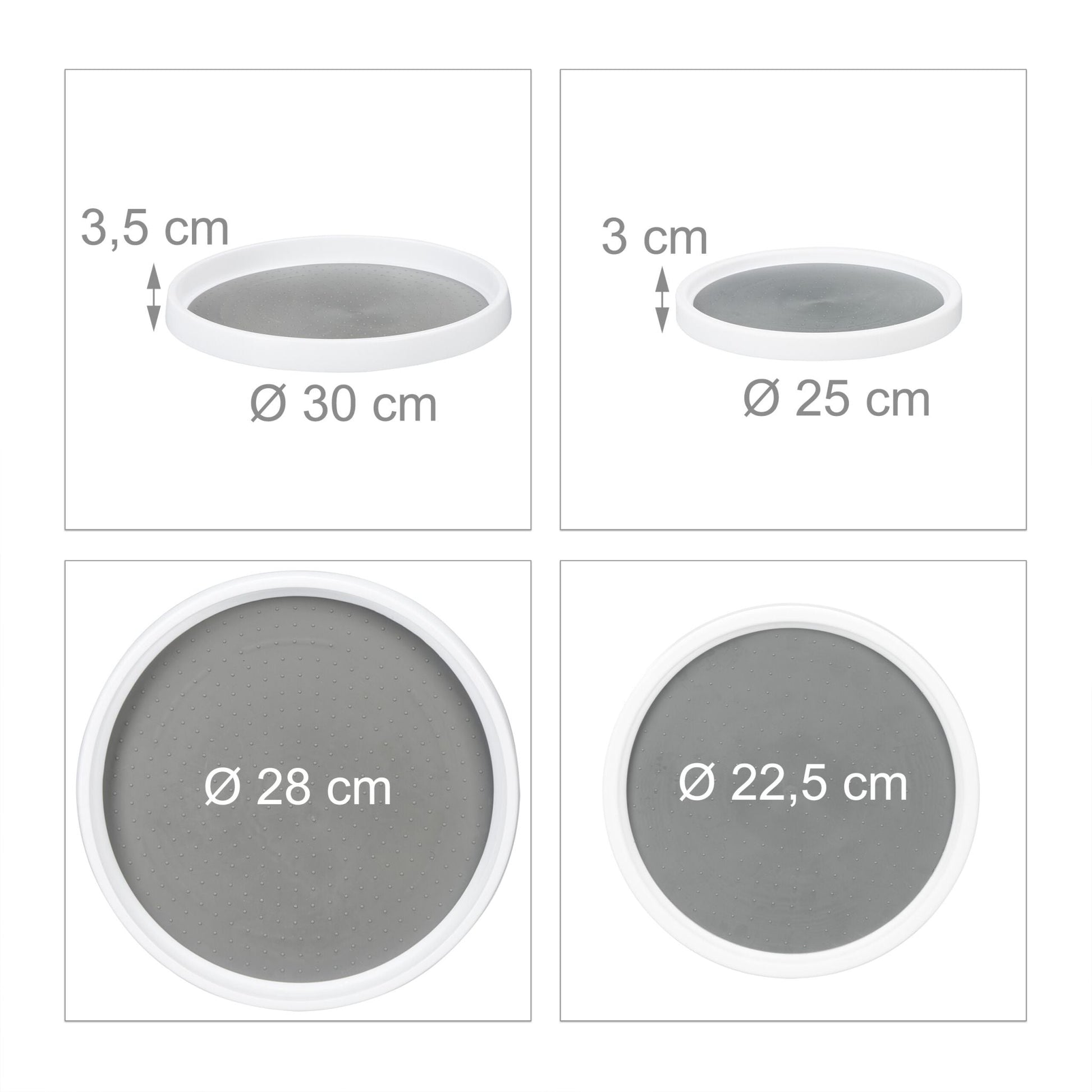 Drehteller 2er-Set Weiss-Grau von Relaxdays