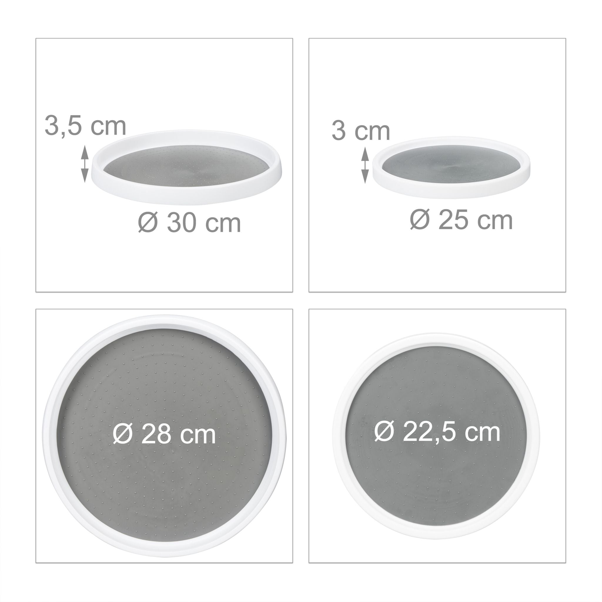 Drehteller 2er-Set Weiss-Grau von Relaxdays
