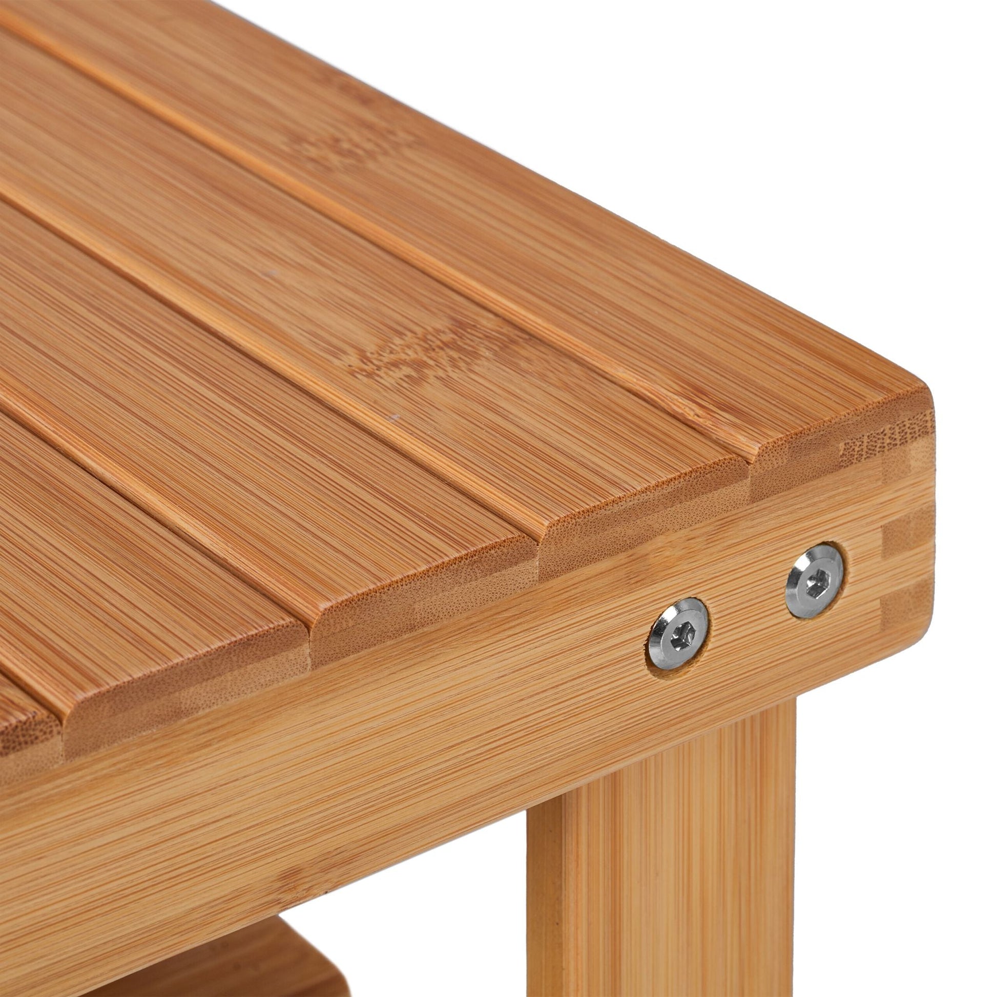 Bambus Badhocker mit Zusatzablage Hellbraun von Relaxdays