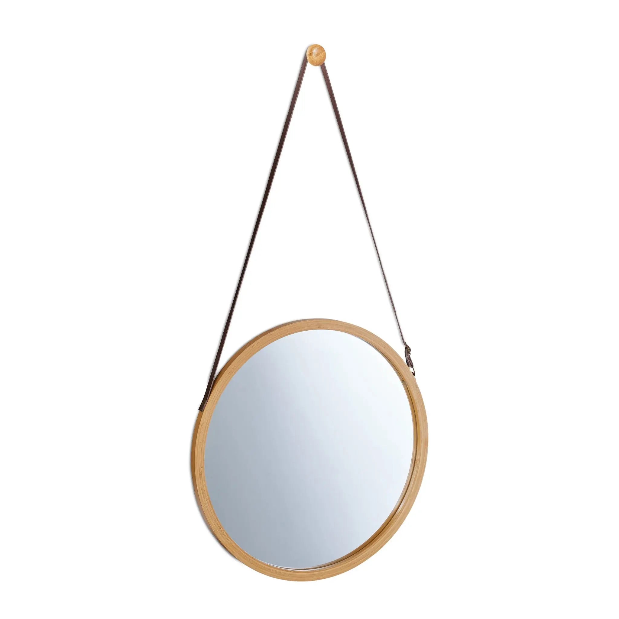 Hängespiegel rund mit Bambusrahmen Braun-Hellbraun-Transparent von Relaxdays