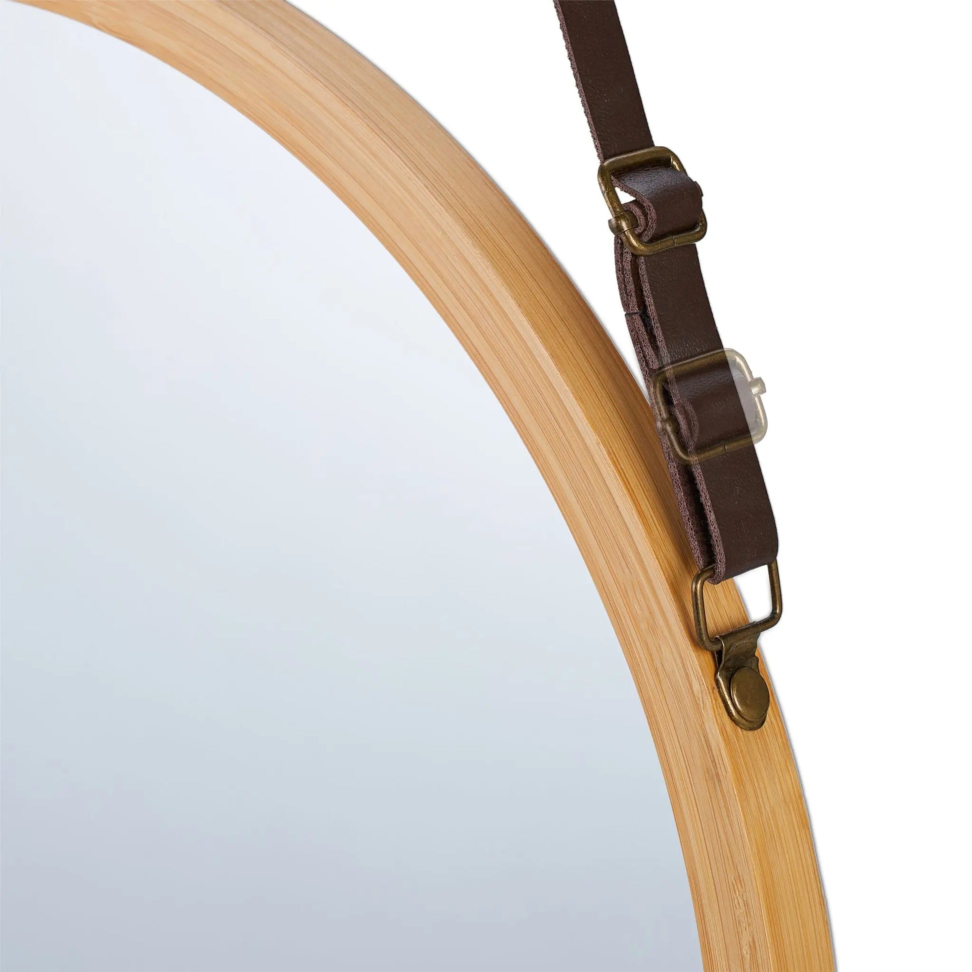 Hängespiegel rund mit Bambusrahmen Braun-Hellbraun-Transparent von Relaxdays