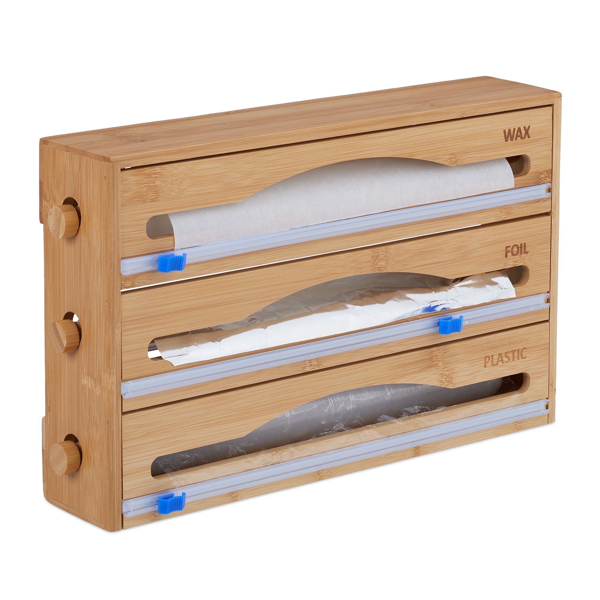 3 in 1 Folienspender Blau-Hellbraun von Relaxdays