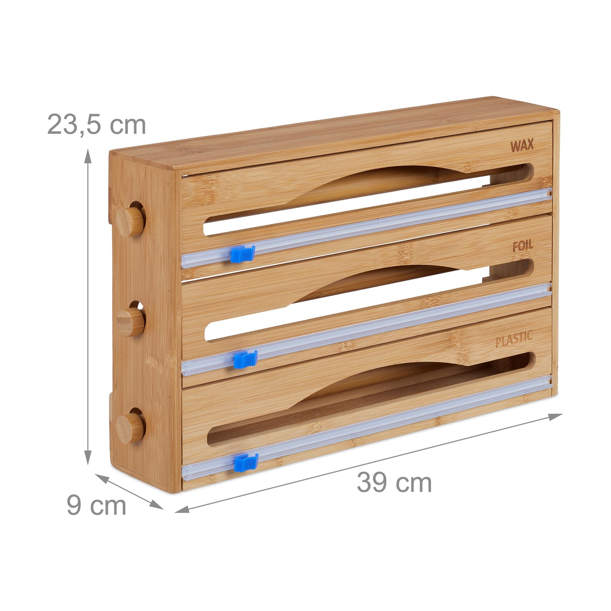 3 in 1 Folienspender Blau-Hellbraun von Relaxdays