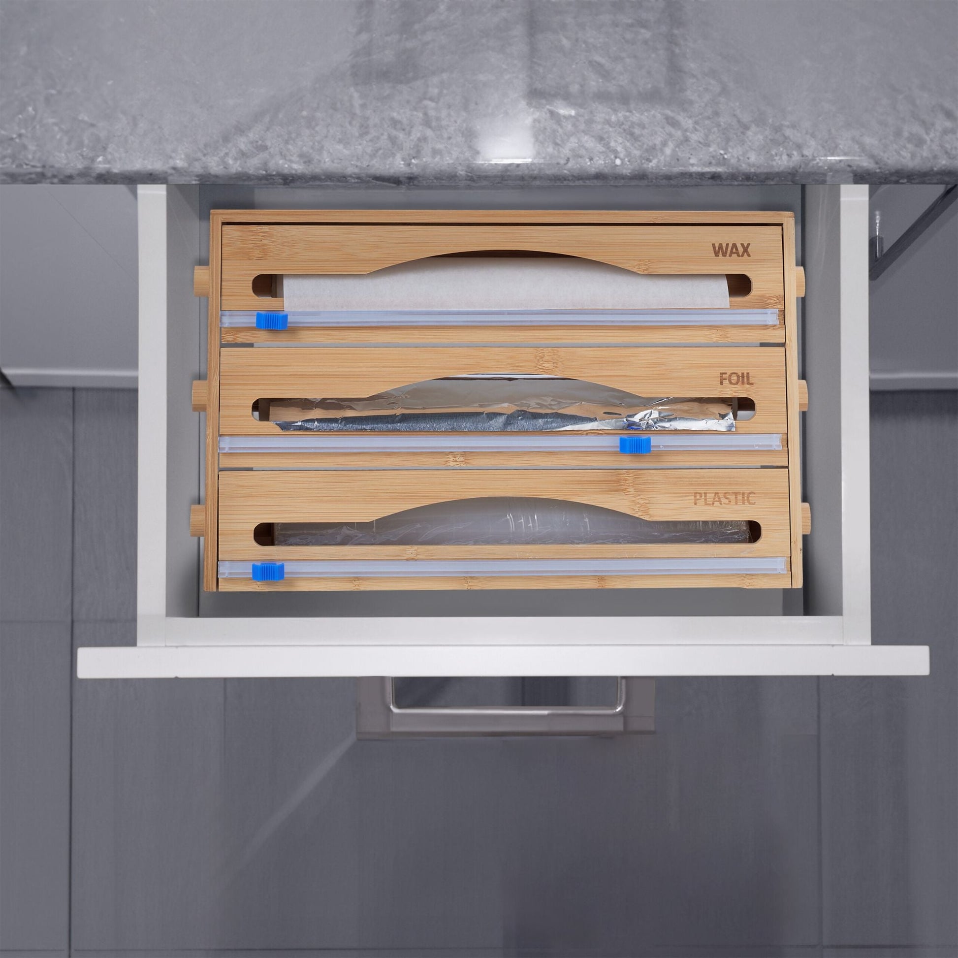 3 in 1 Folienspender Blau-Hellbraun von Relaxdays