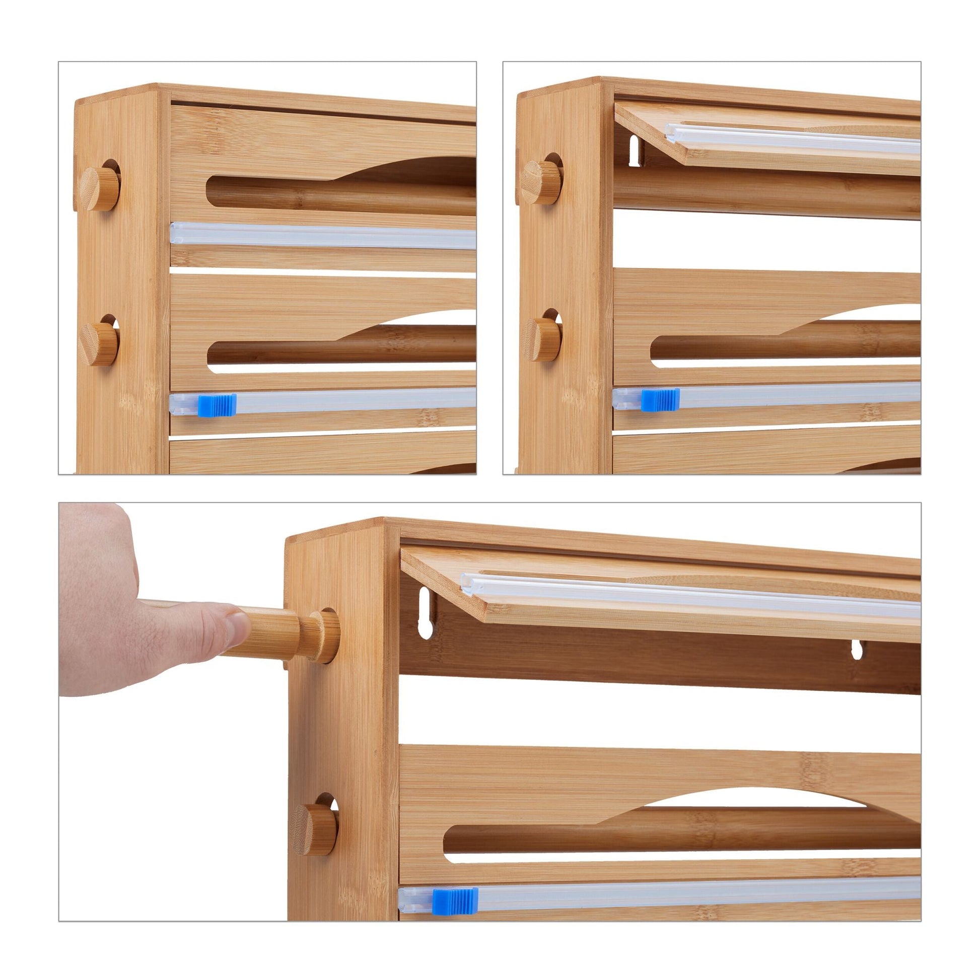 3 in 1 Folienspender Blau-Hellbraun von Relaxdays