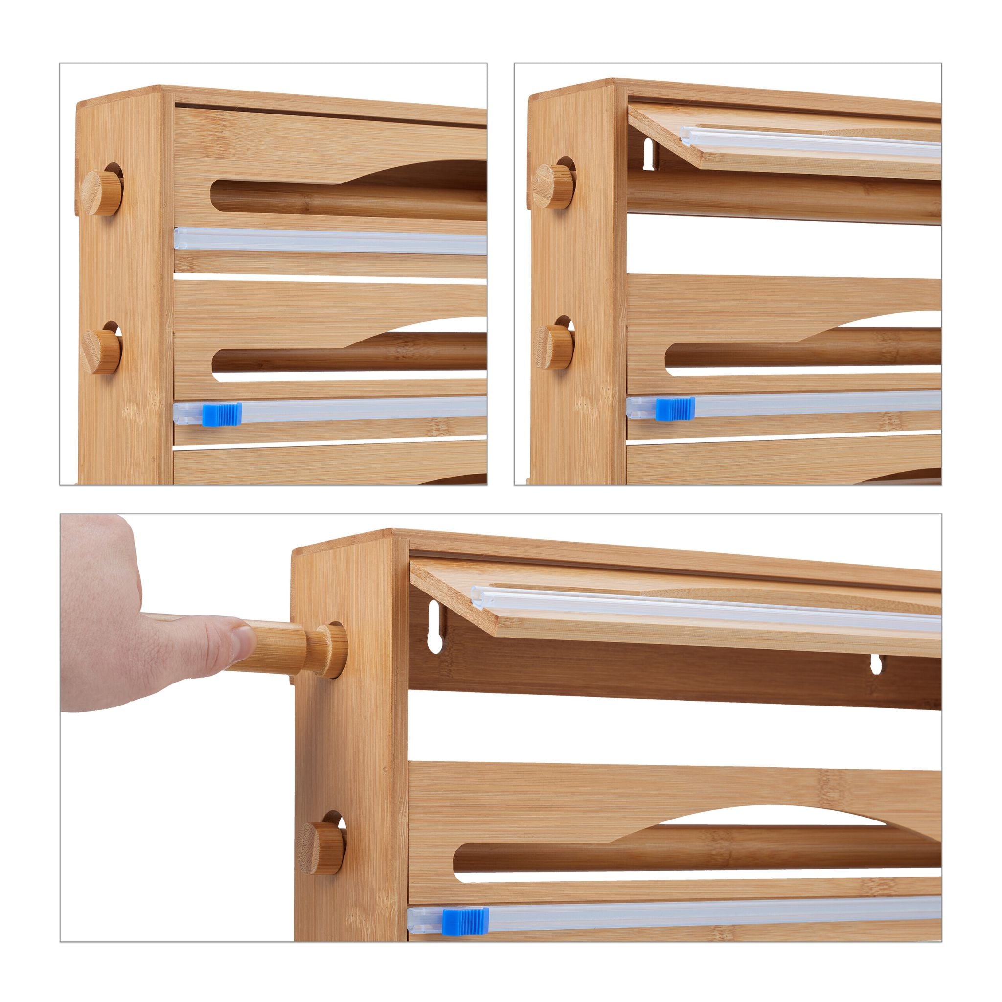 3 in 1 Folienspender Blau-Hellbraun von Relaxdays