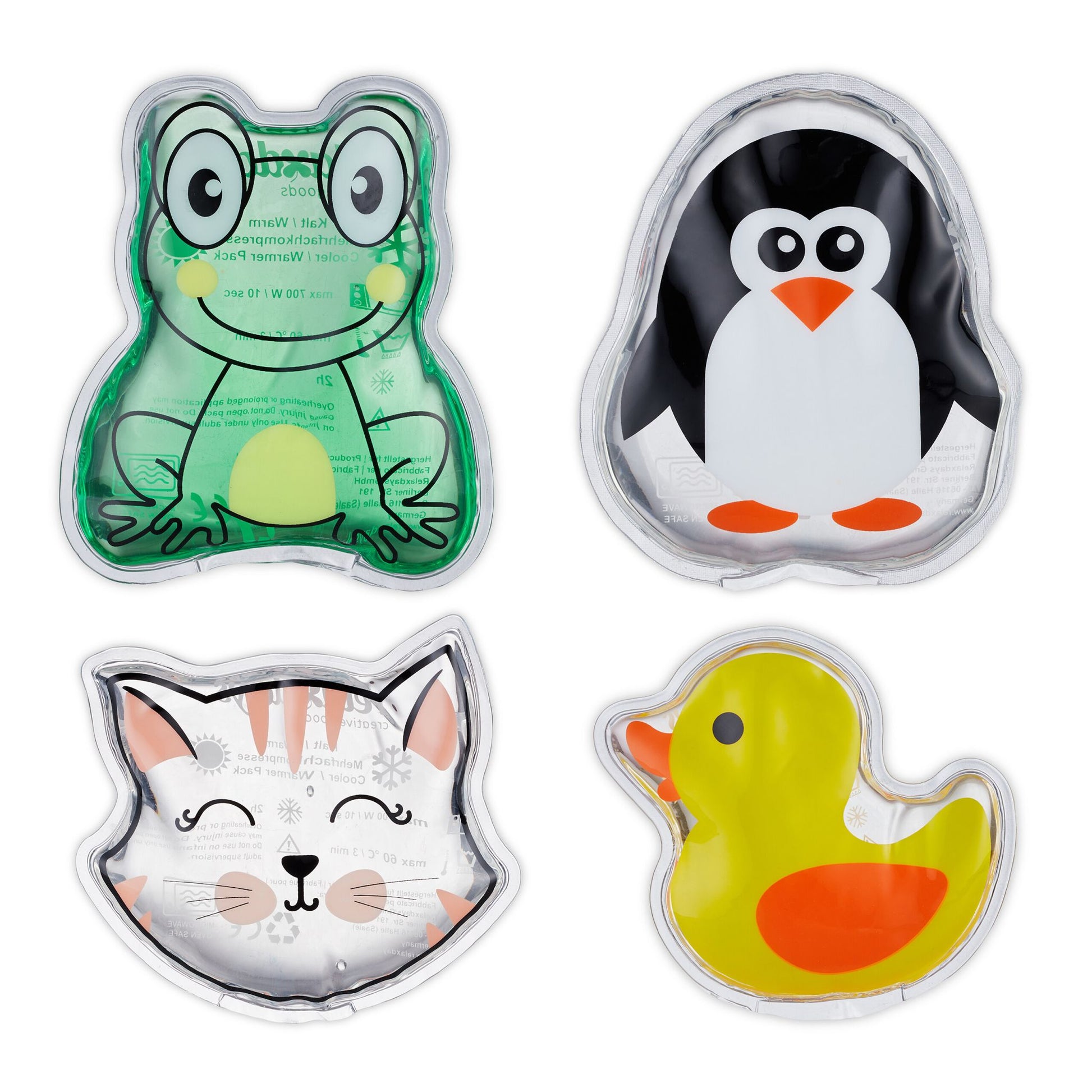 Kühlpads Kinder 4er-Set Gelb-Grün-Transparent von Relaxdays