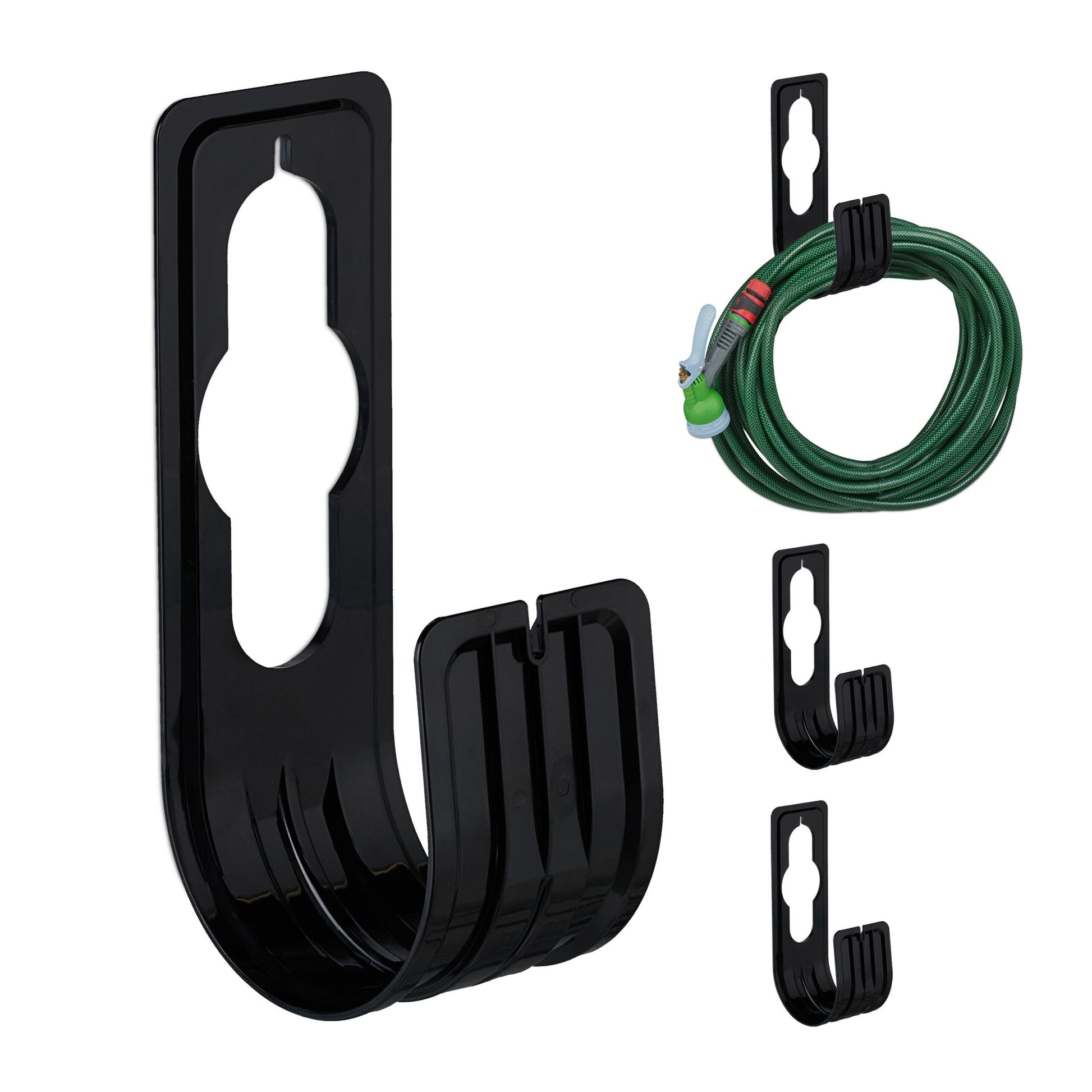 Schlauchhalter 4er-Set Schwarz von Relaxdays