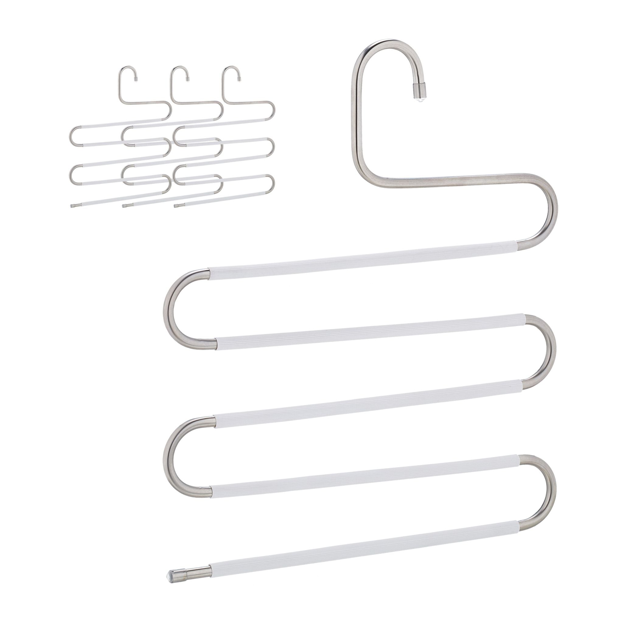 Mehrfach Hosenbügel 4er-Set Weiss-Silber von Relaxdays