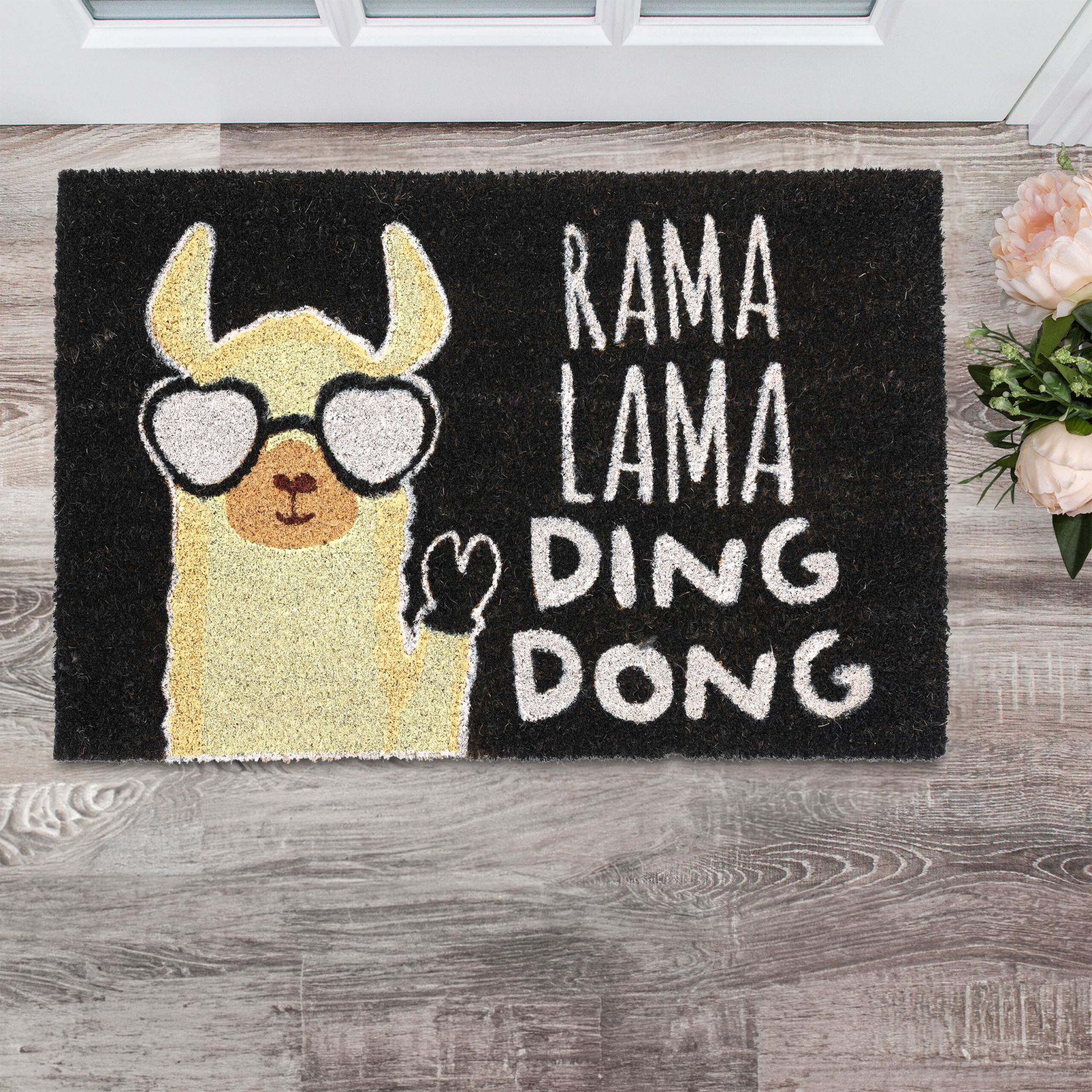 Fussmatte Lama Beige-Weiss-Schwarz von Relaxdays