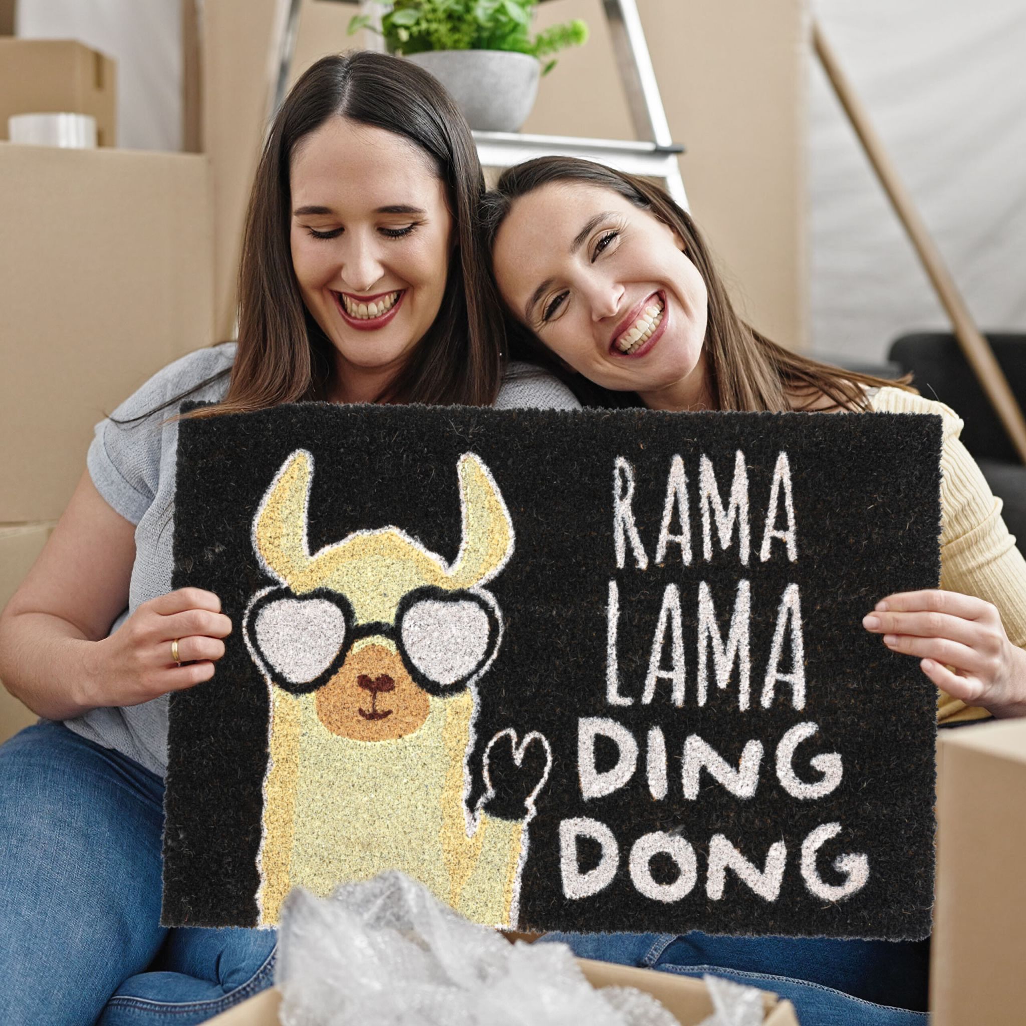 Fussmatte Lama Beige-Weiss-Schwarz von Relaxdays