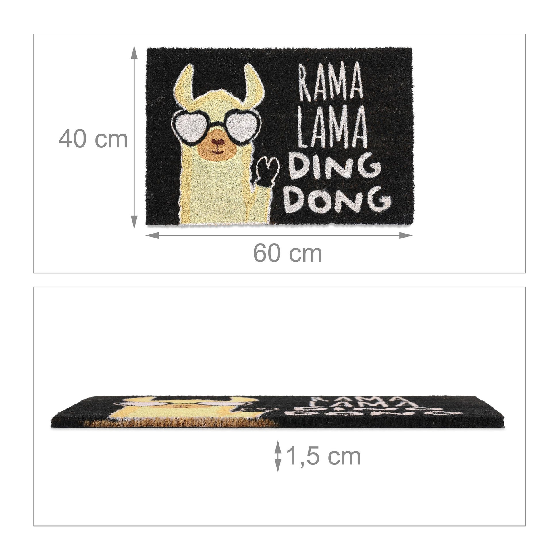 Fussmatte Lama Beige-Weiss-Schwarz von Relaxdays