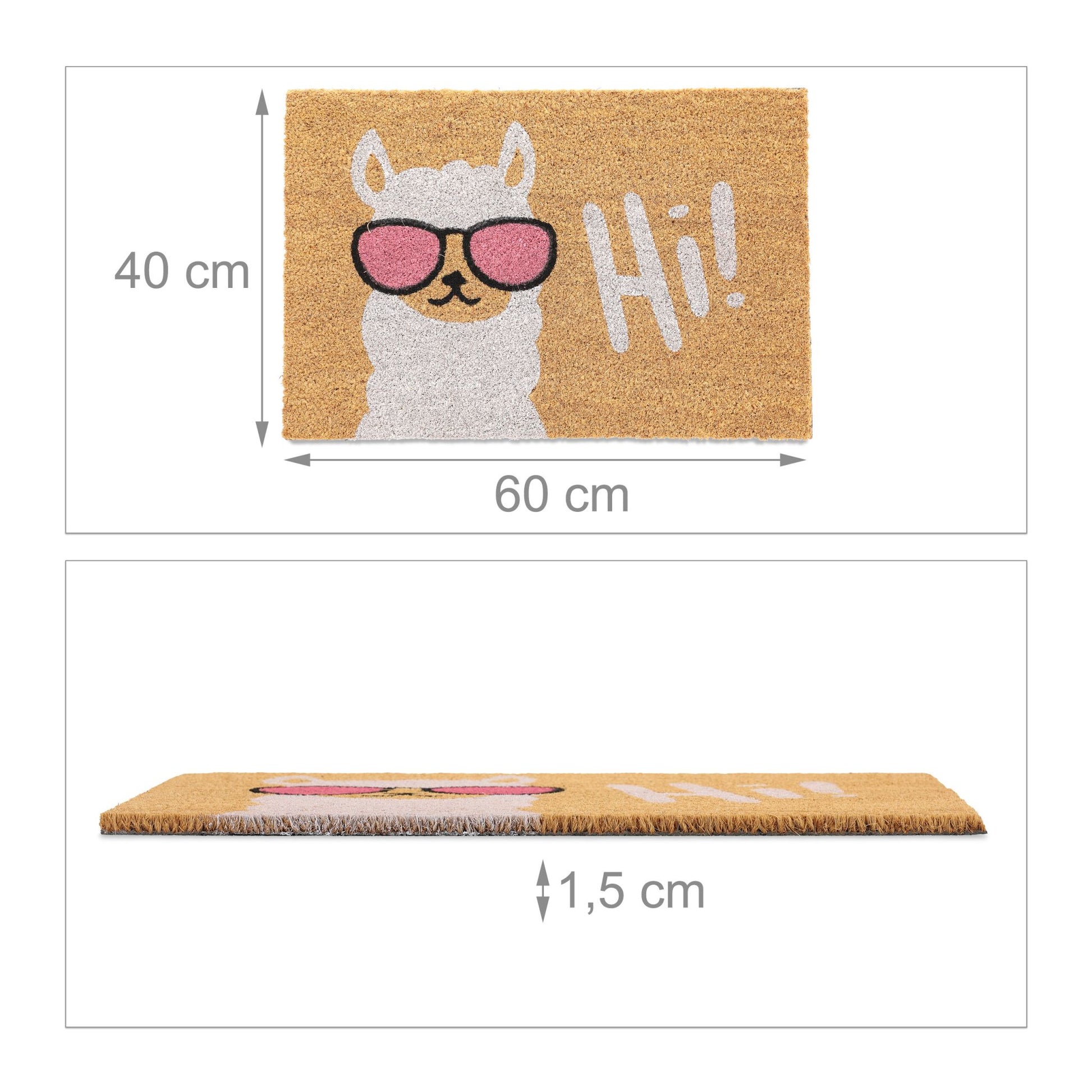 Fussmatte Lama Weiss-Hellbraun-Rosa von Relaxdays