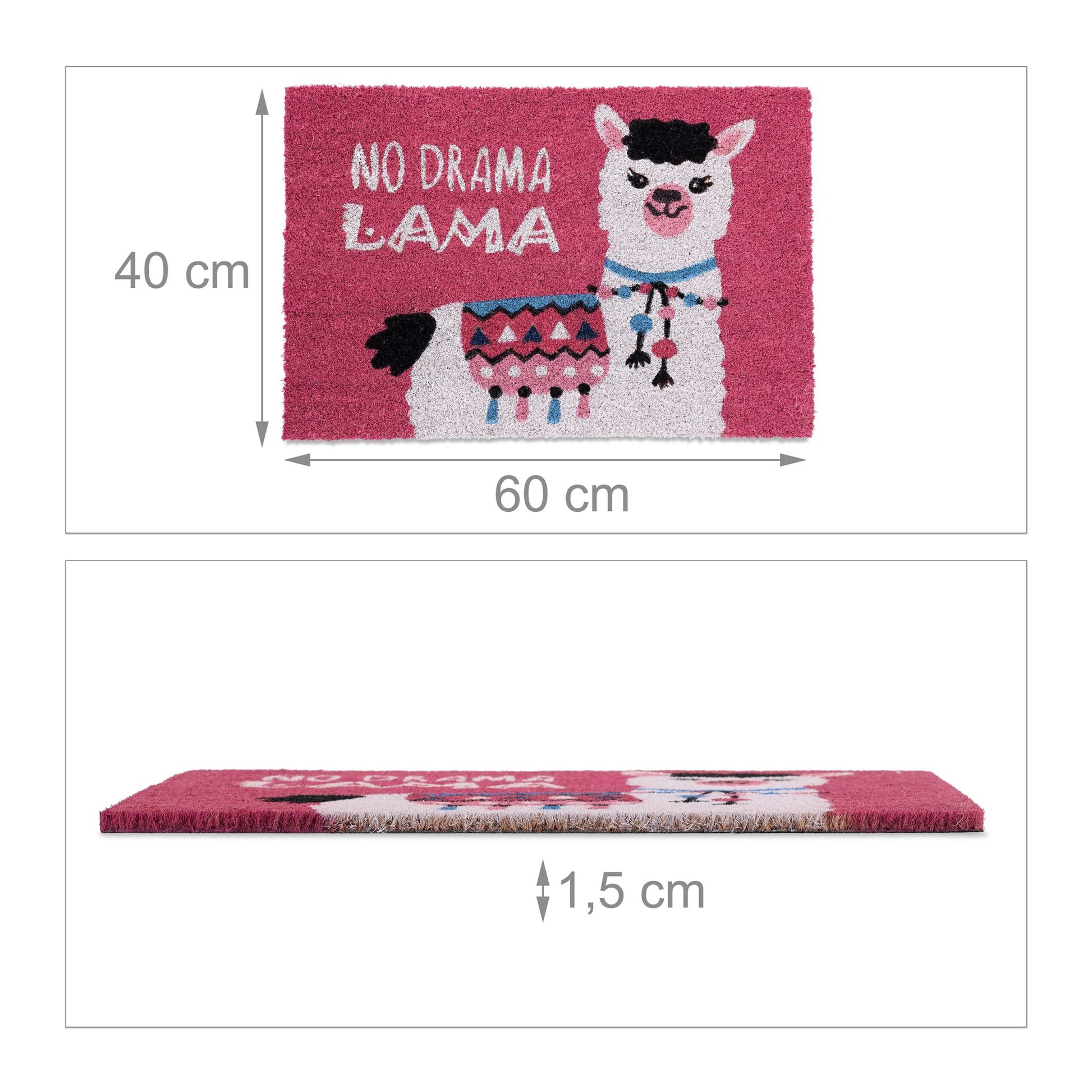 Fussmatte Lama Weiss-Pink-Schwarz von Relaxdays
