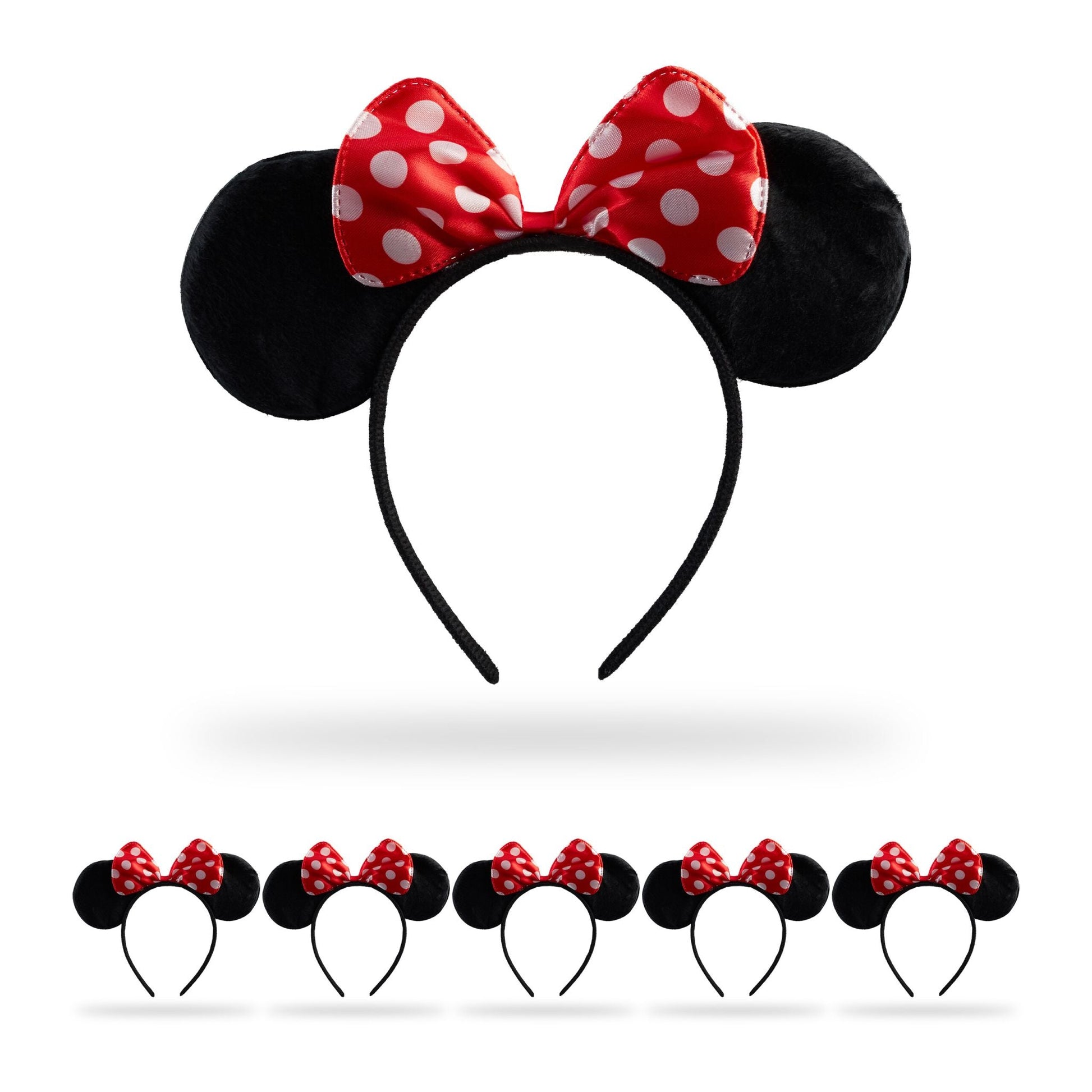 Haarreif Maus mit Schleife 6er-Set Weiss-Rot-Schwarz von Relaxdays
