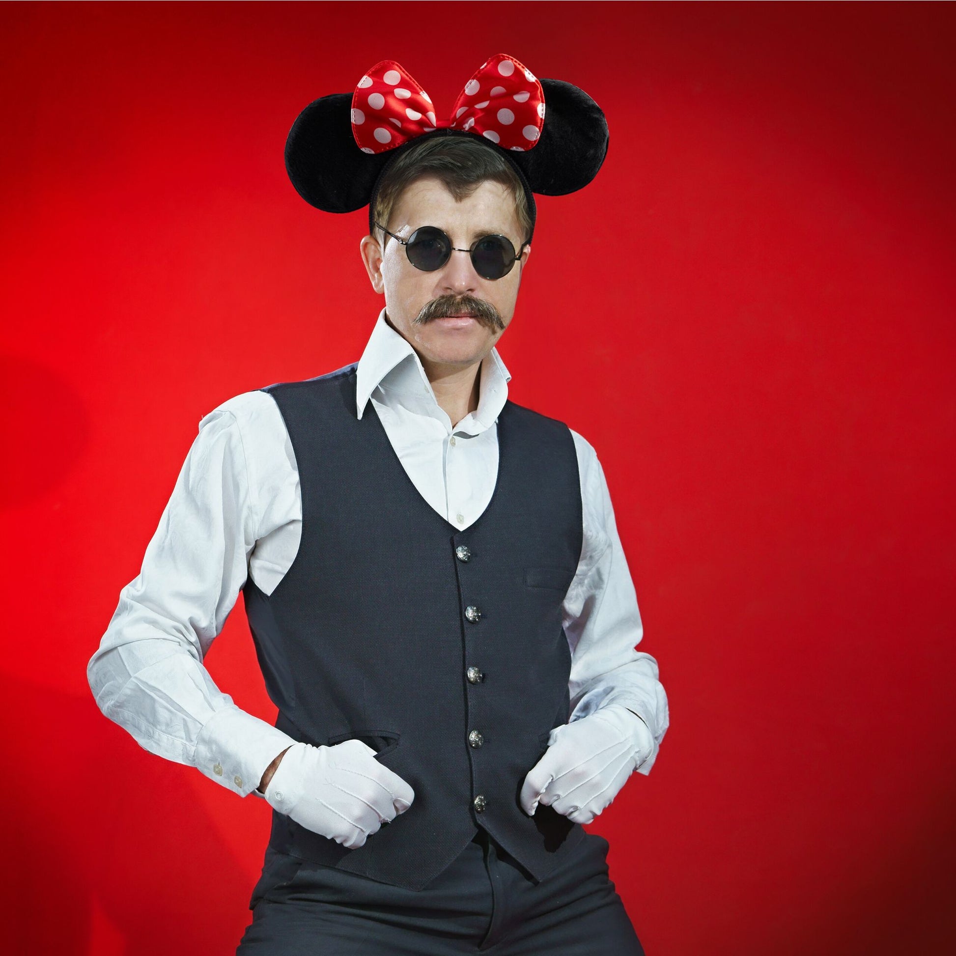 Haarreif Maus mit Schleife 6er-Set Weiss-Rot-Schwarz von Relaxdays