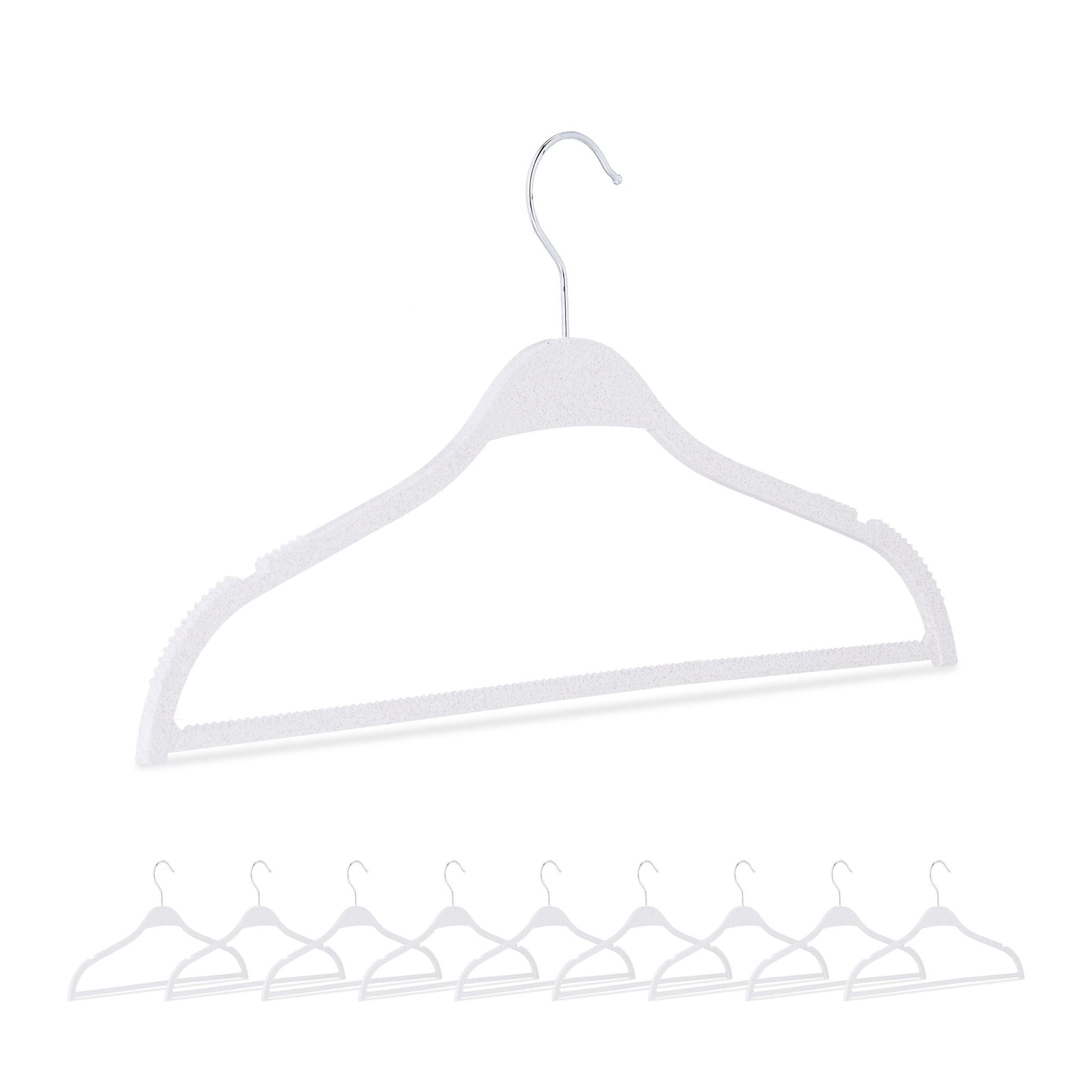 Kleiderbügel Weizenstroh 10er-Set Weiss-Silber von Relaxdays