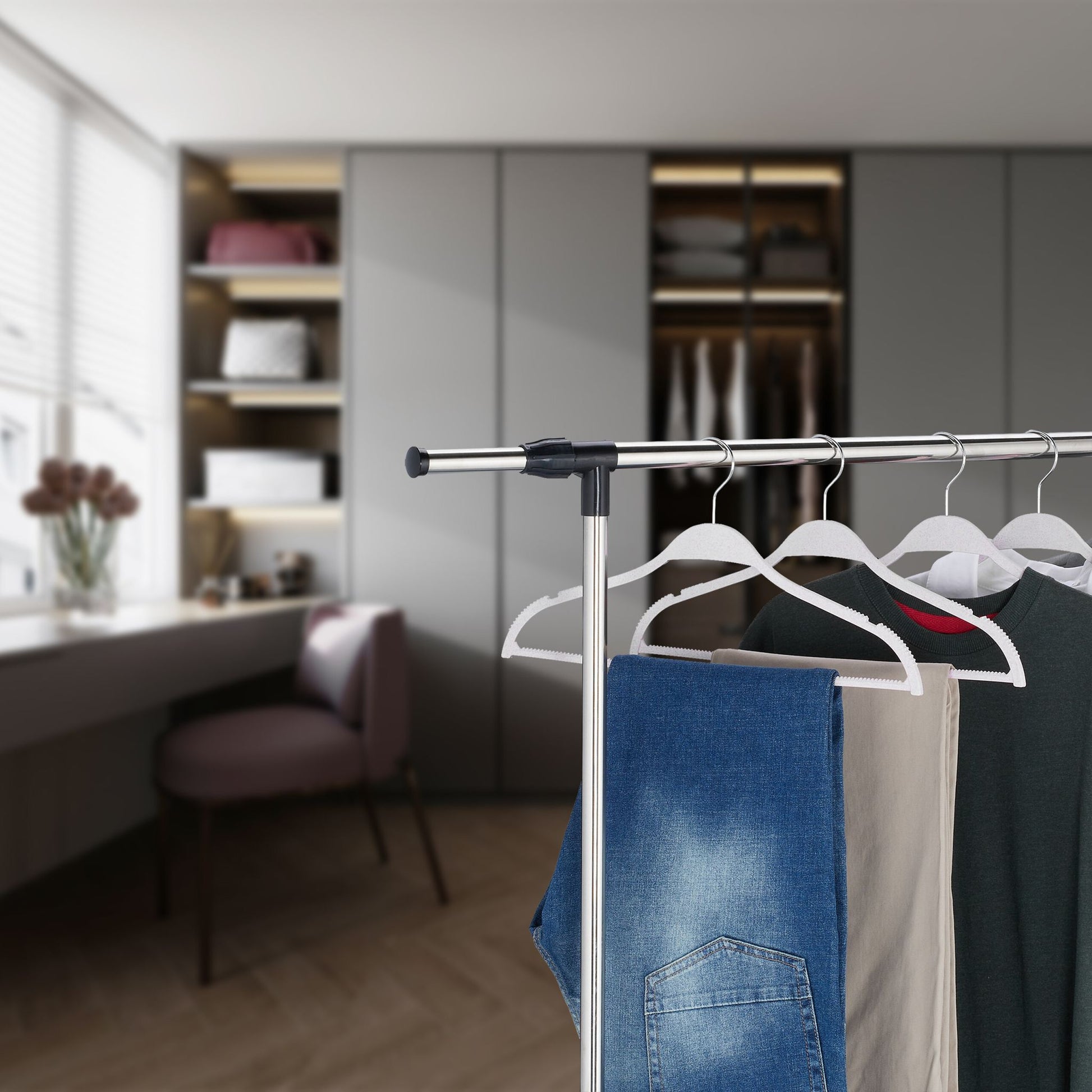 Kleiderbügel Weizenstroh 10er-Set Weiss-Silber von Relaxdays