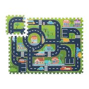 Puzzlematte Strasse Grün-Rot-Grau von Relaxdays