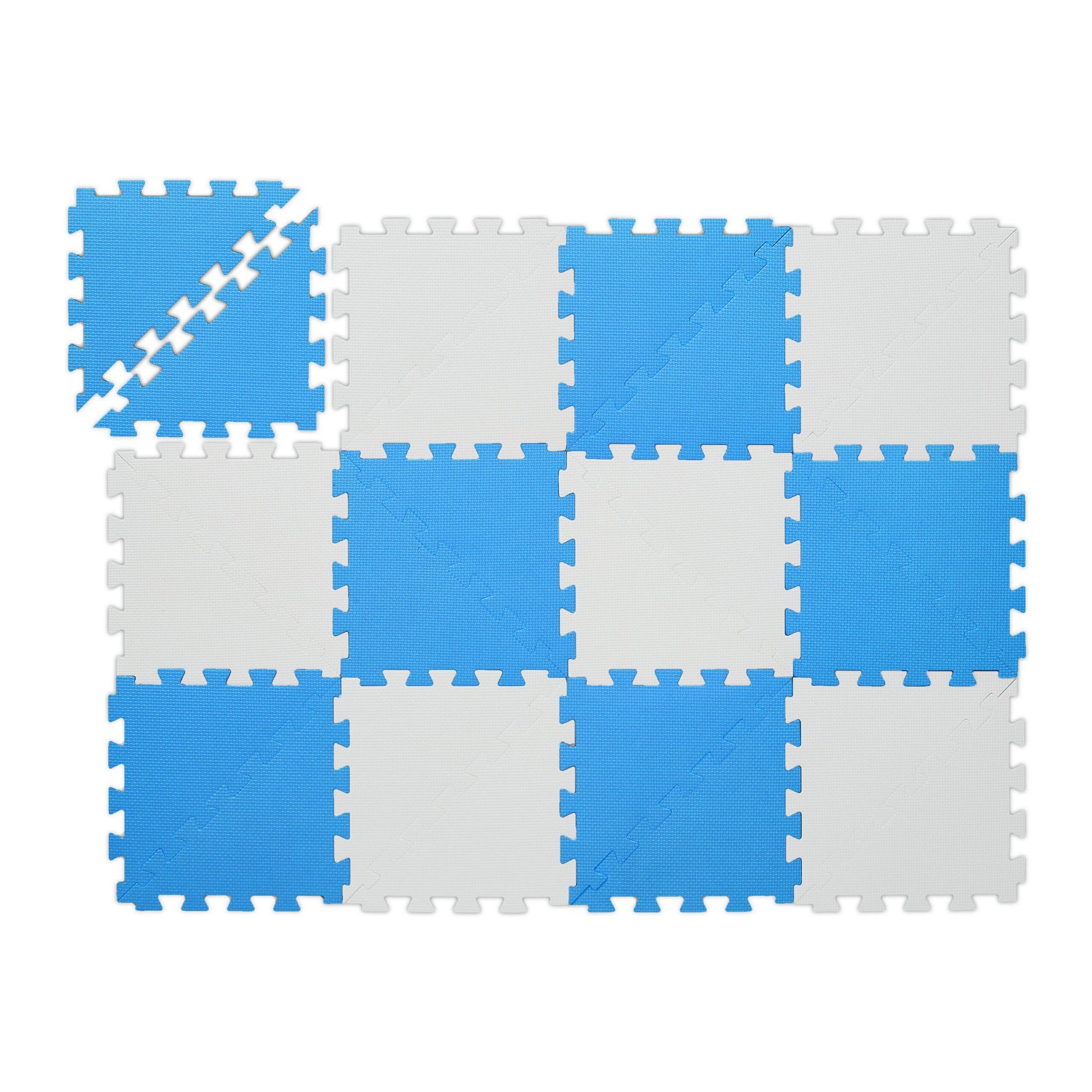 Puzzlematte blau-weiss Weiss-Blau von Relaxdays