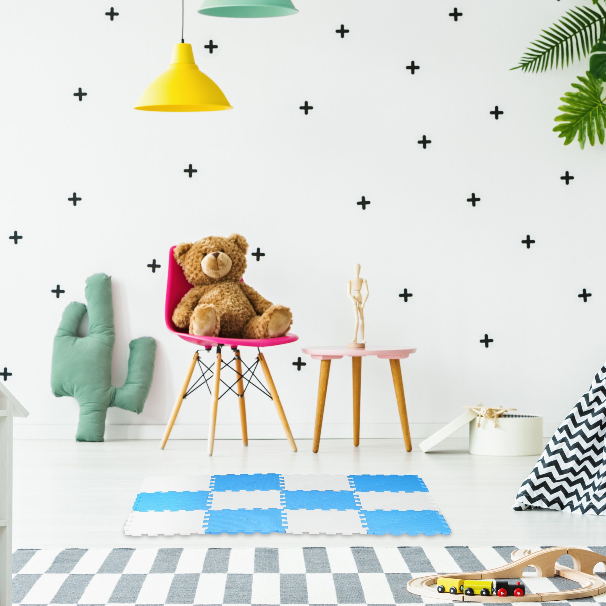 Puzzlematte blau-weiss Weiss-Blau von Relaxdays