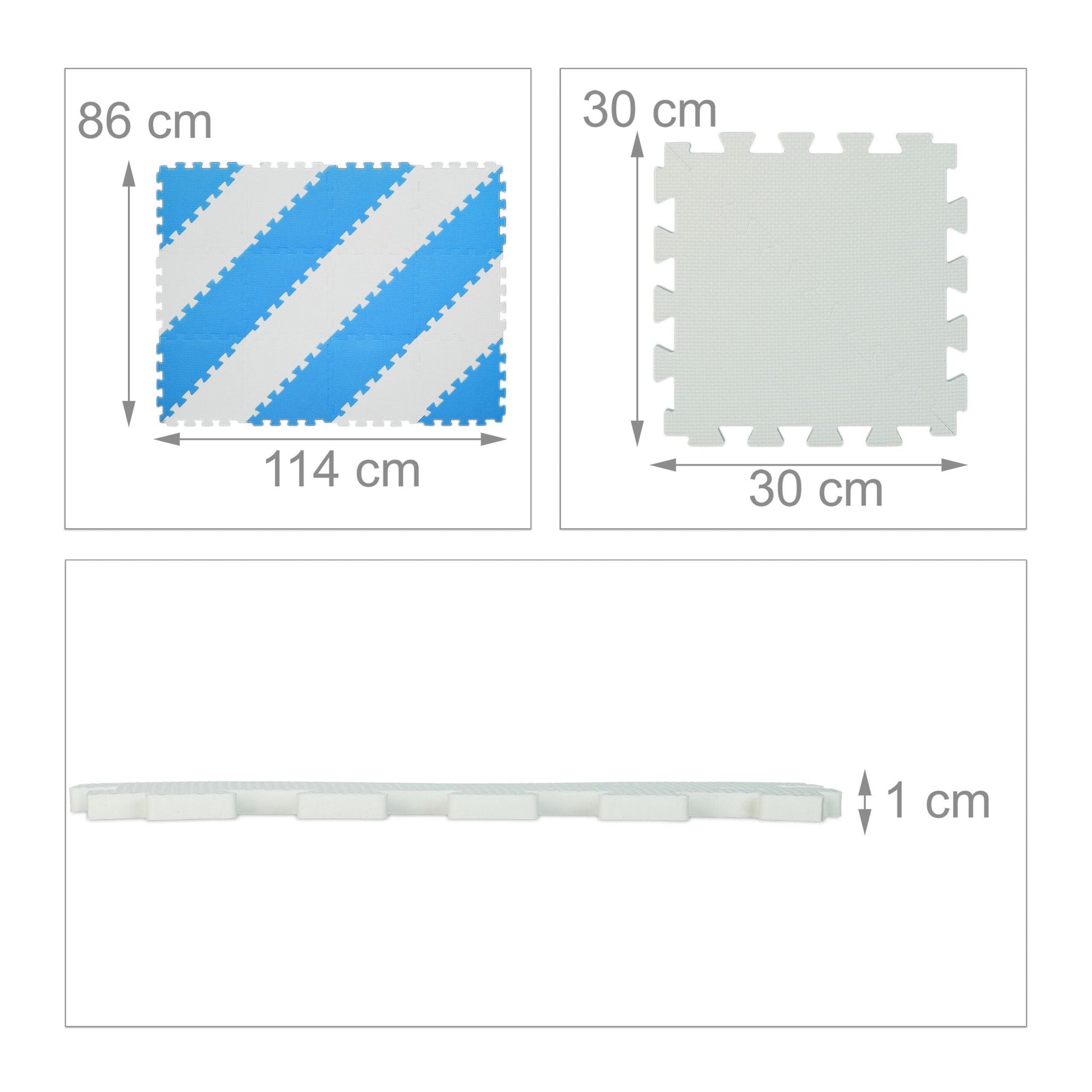 Puzzlematte blau-weiss Weiss-Blau von Relaxdays
