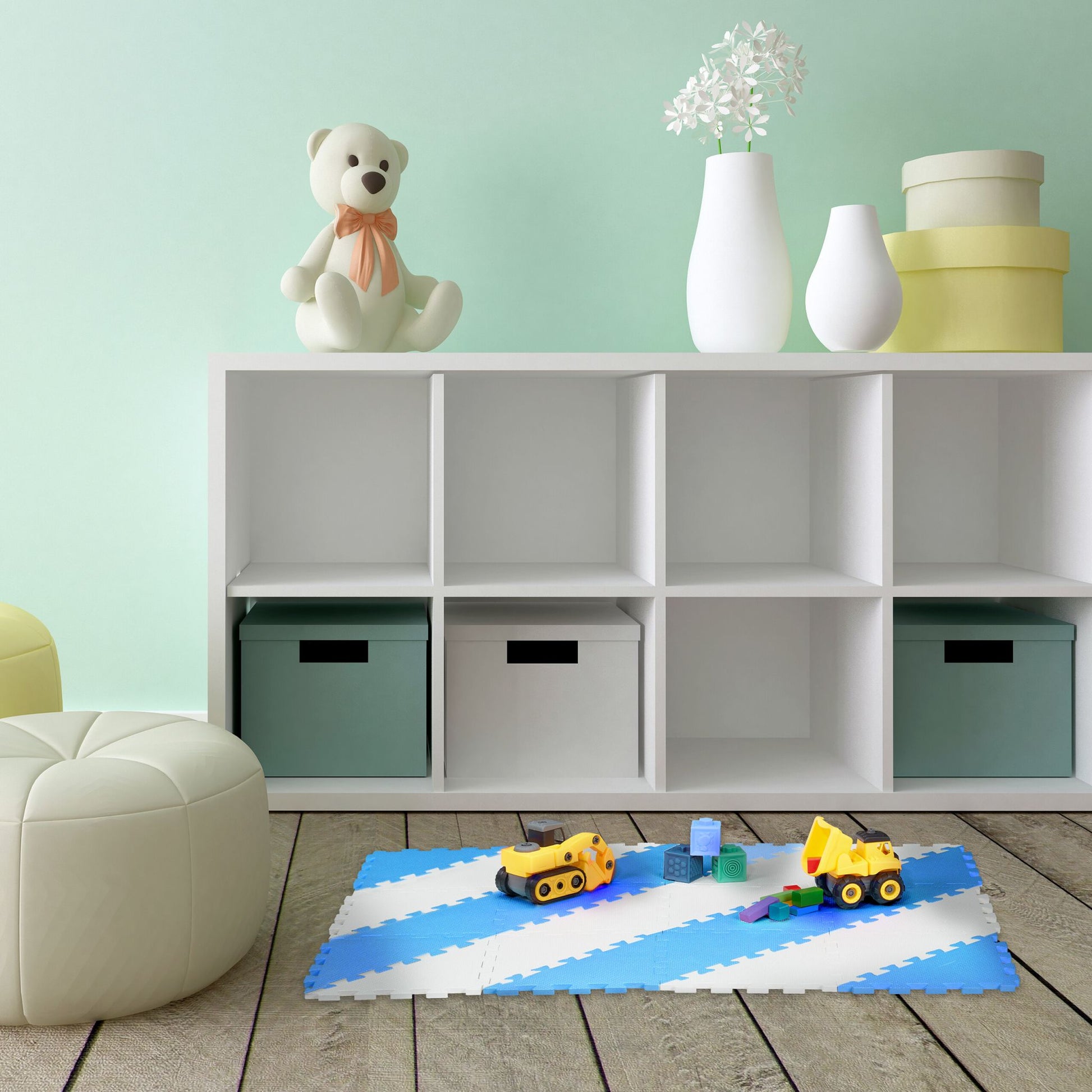 Puzzlematte blau-weiss Weiss-Blau von Relaxdays