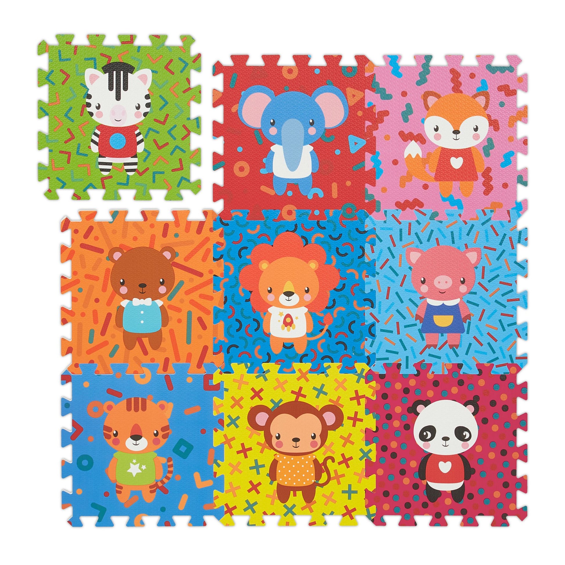 Puzzlematte Tiere Blau-Grün-Rot von Relaxdays