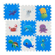 Puzzlematte mit Meerestieren Weiss-Blau von Relaxdays