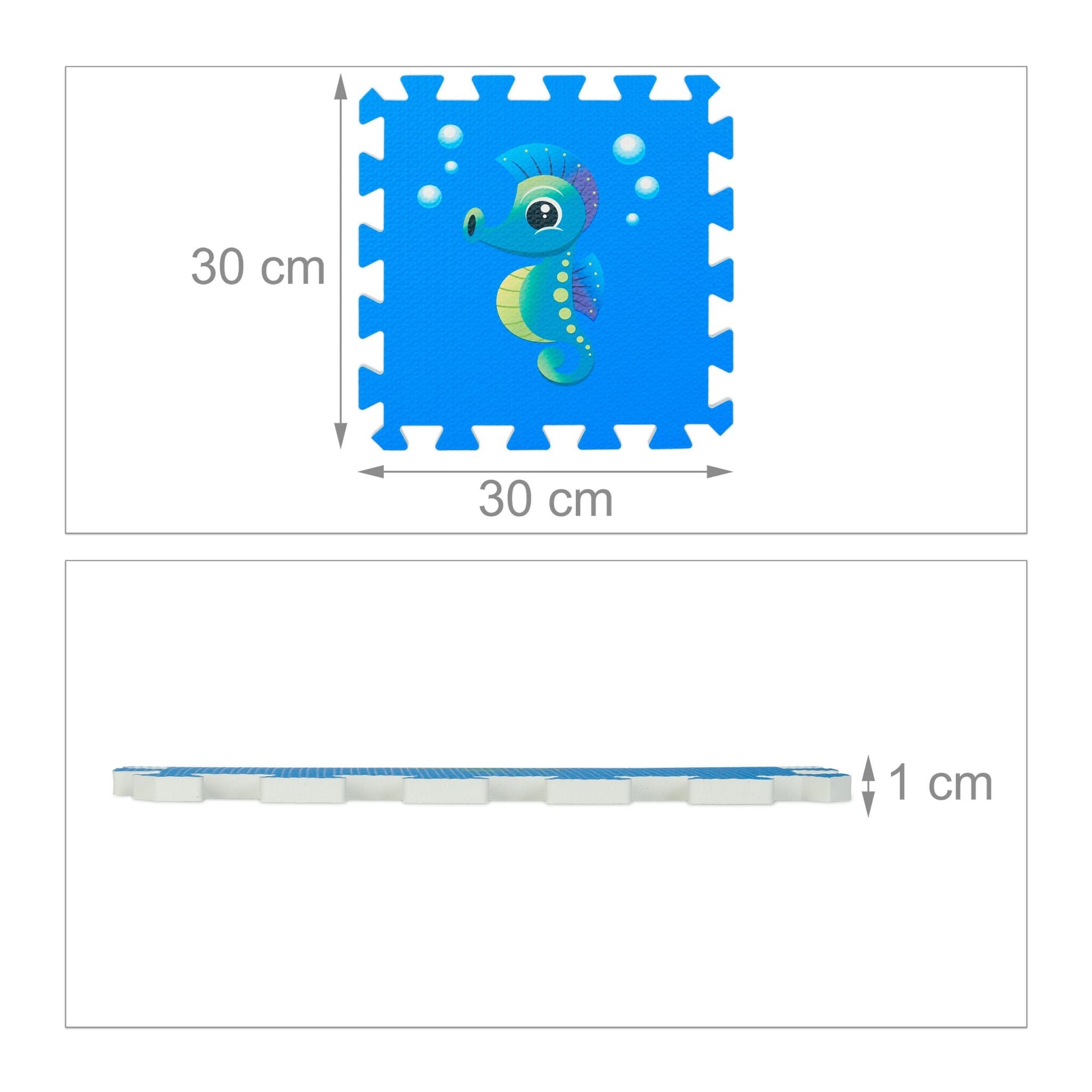 Puzzlematte mit Meerestieren Weiss-Blau von Relaxdays