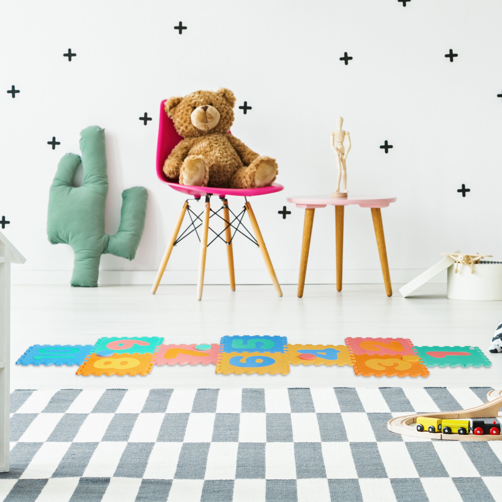 Puzzlematte mit Zahlen Blau-Grün-Orange von Relaxdays