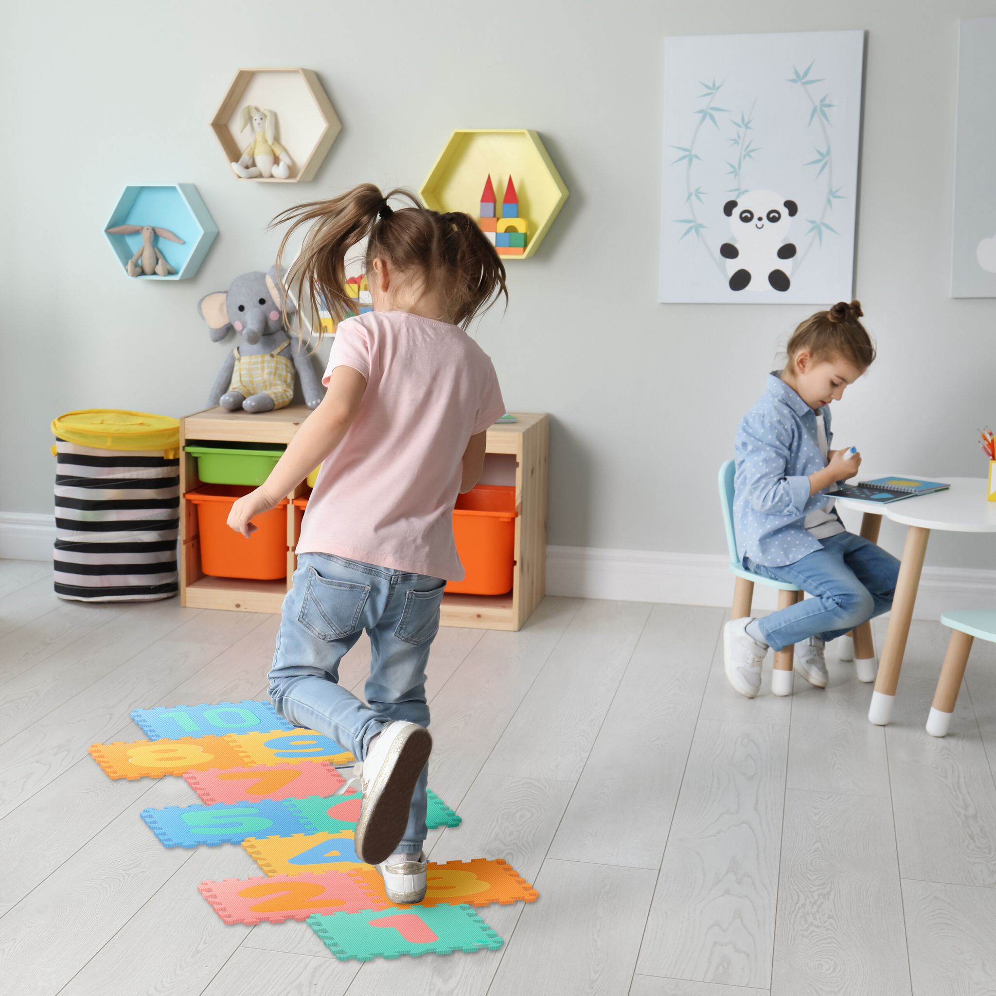 Puzzlematte mit Zahlen Blau-Grün-Orange von Relaxdays