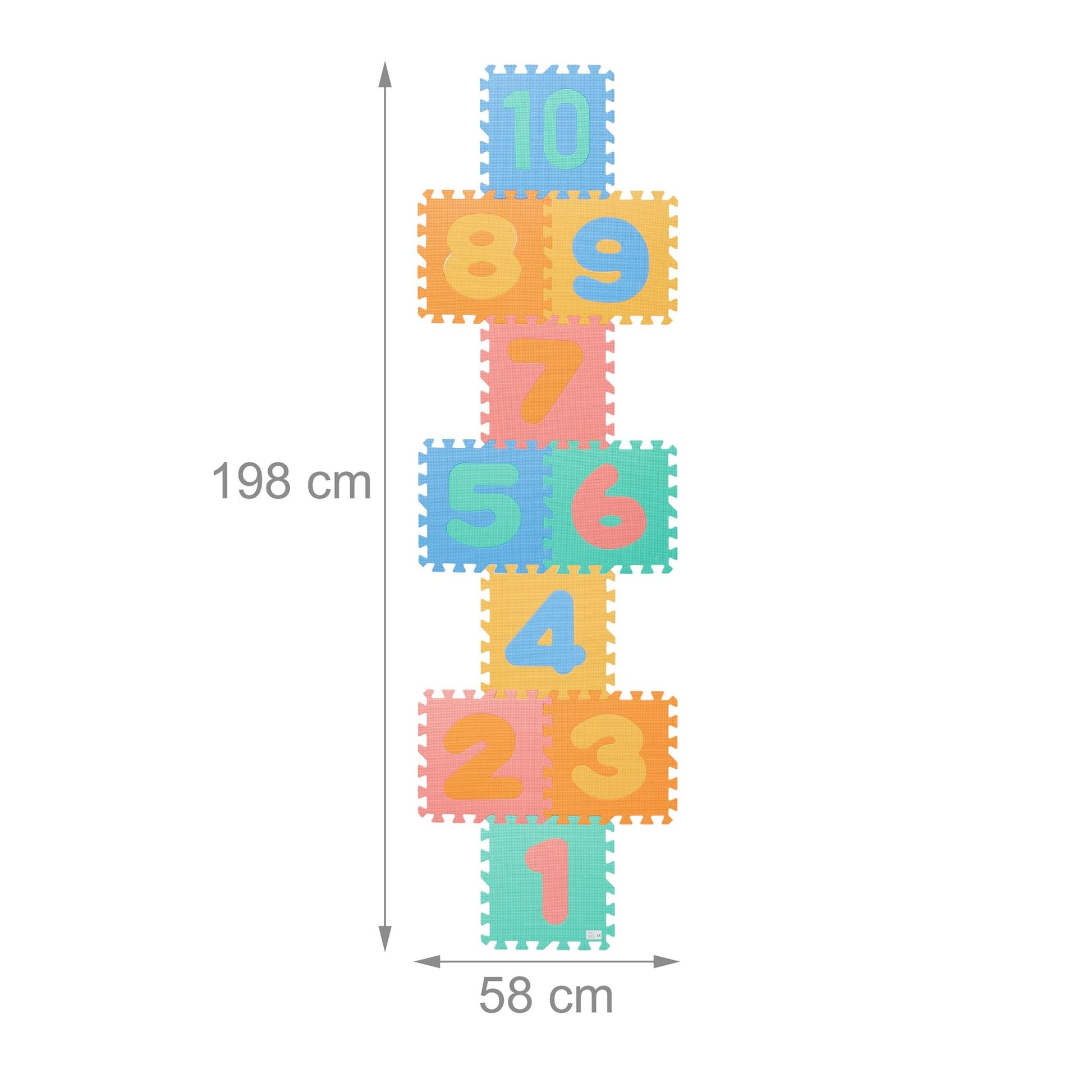 Puzzlematte mit Zahlen Blau-Grün-Orange von Relaxdays